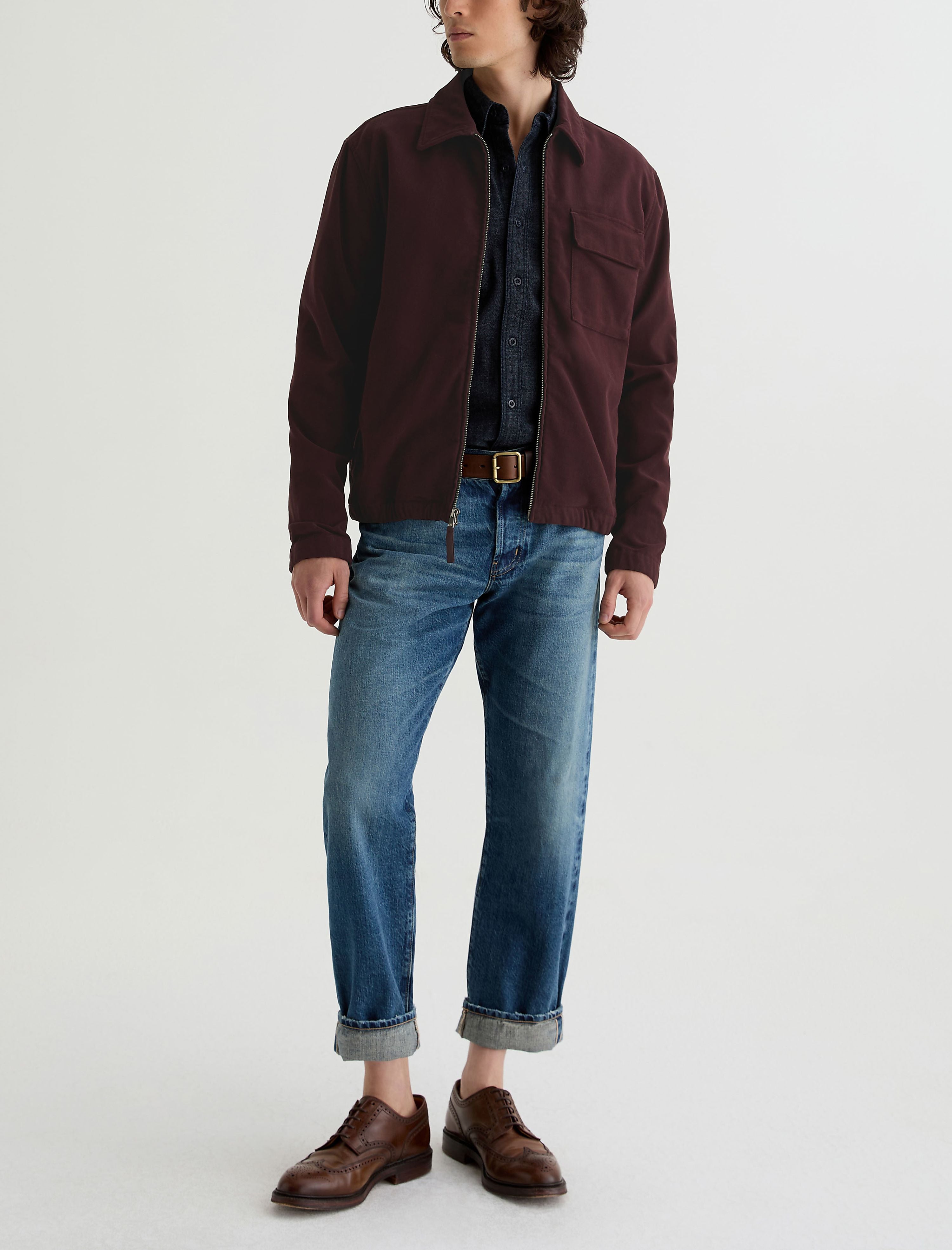 Men Philip Moleskin Zip Jacket Mulberry at AG Jeans Official Store