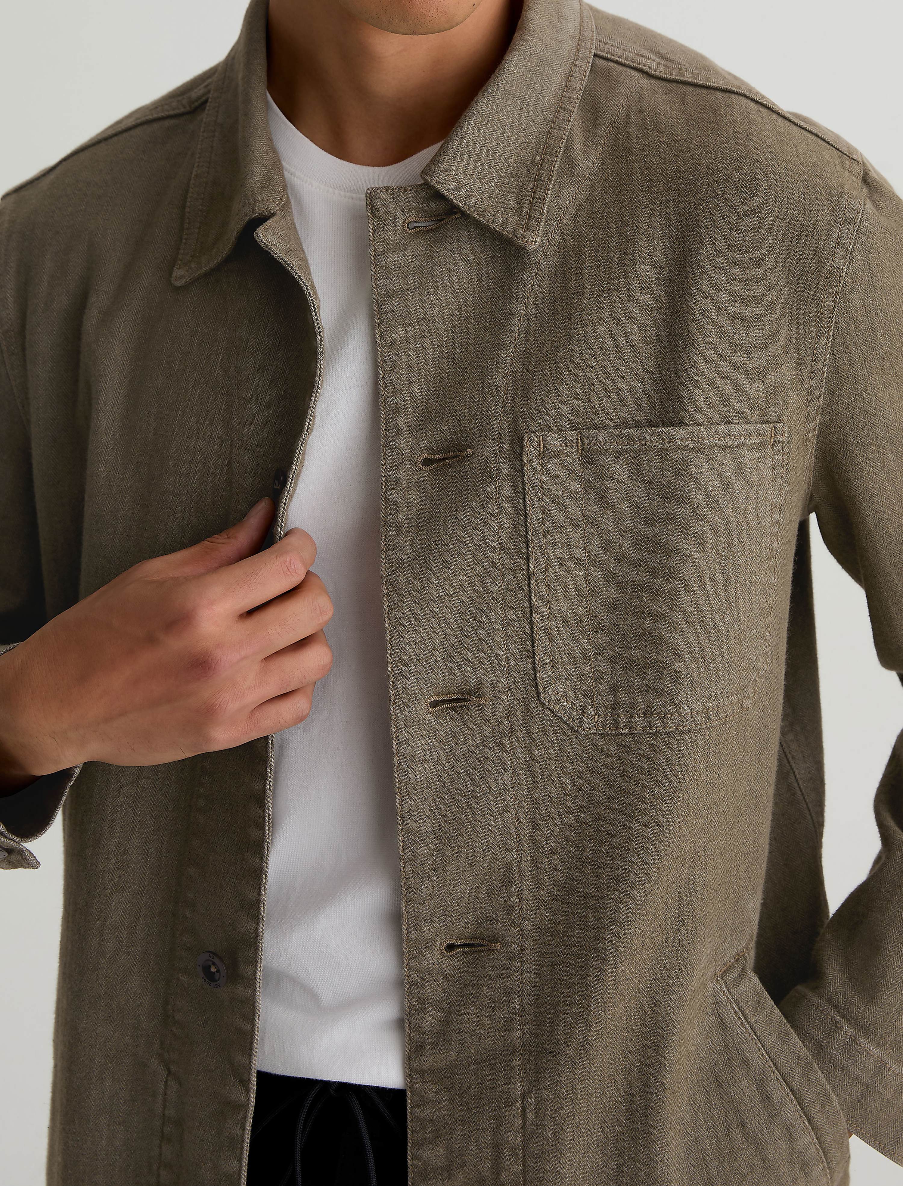 Men George Herringbone Jacket Dusty Sage at AG Jeans Official Store