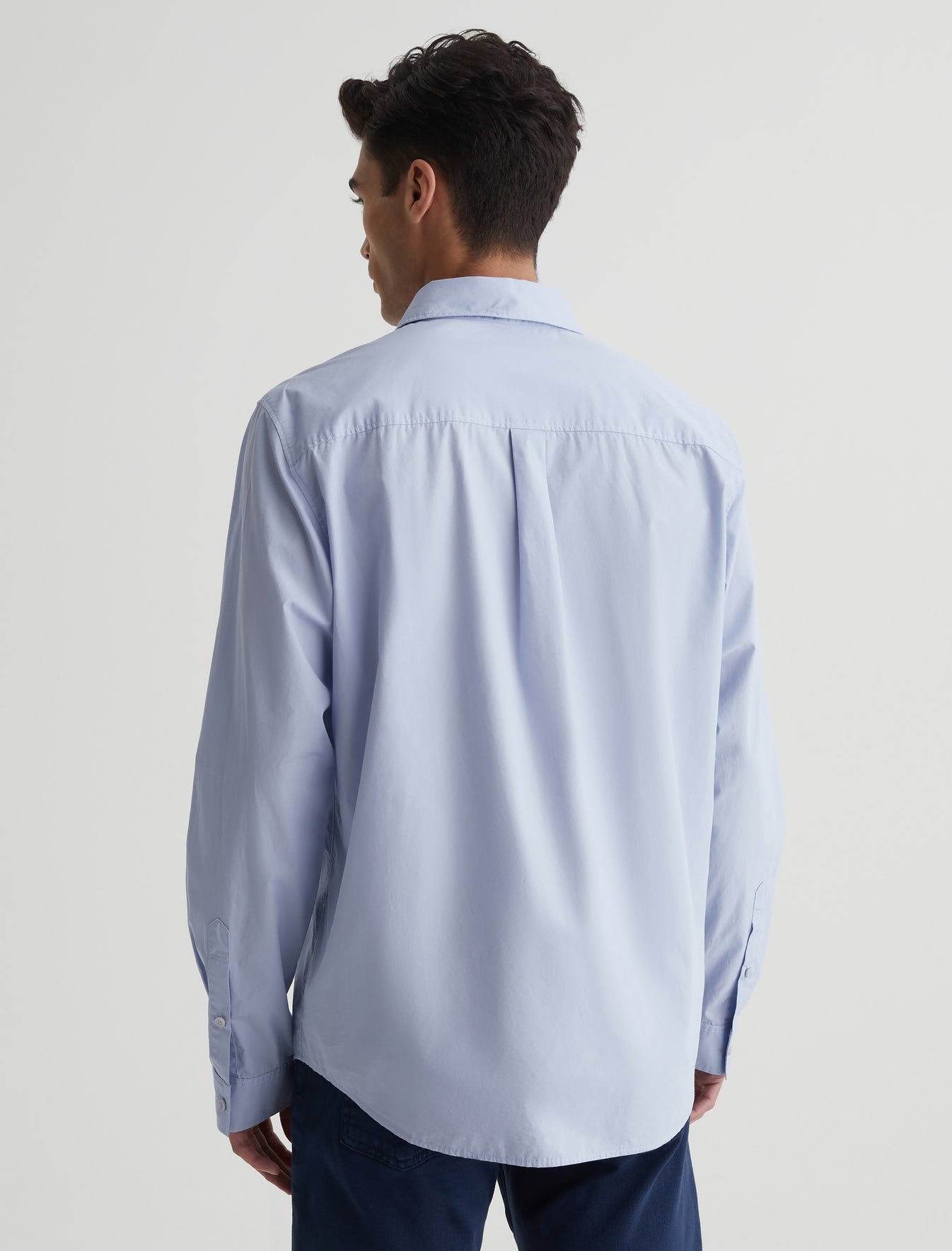 Aiden Shirt Blue Whisper Classic Long Sleeve Button-Up Shirt Men Top Photo 6