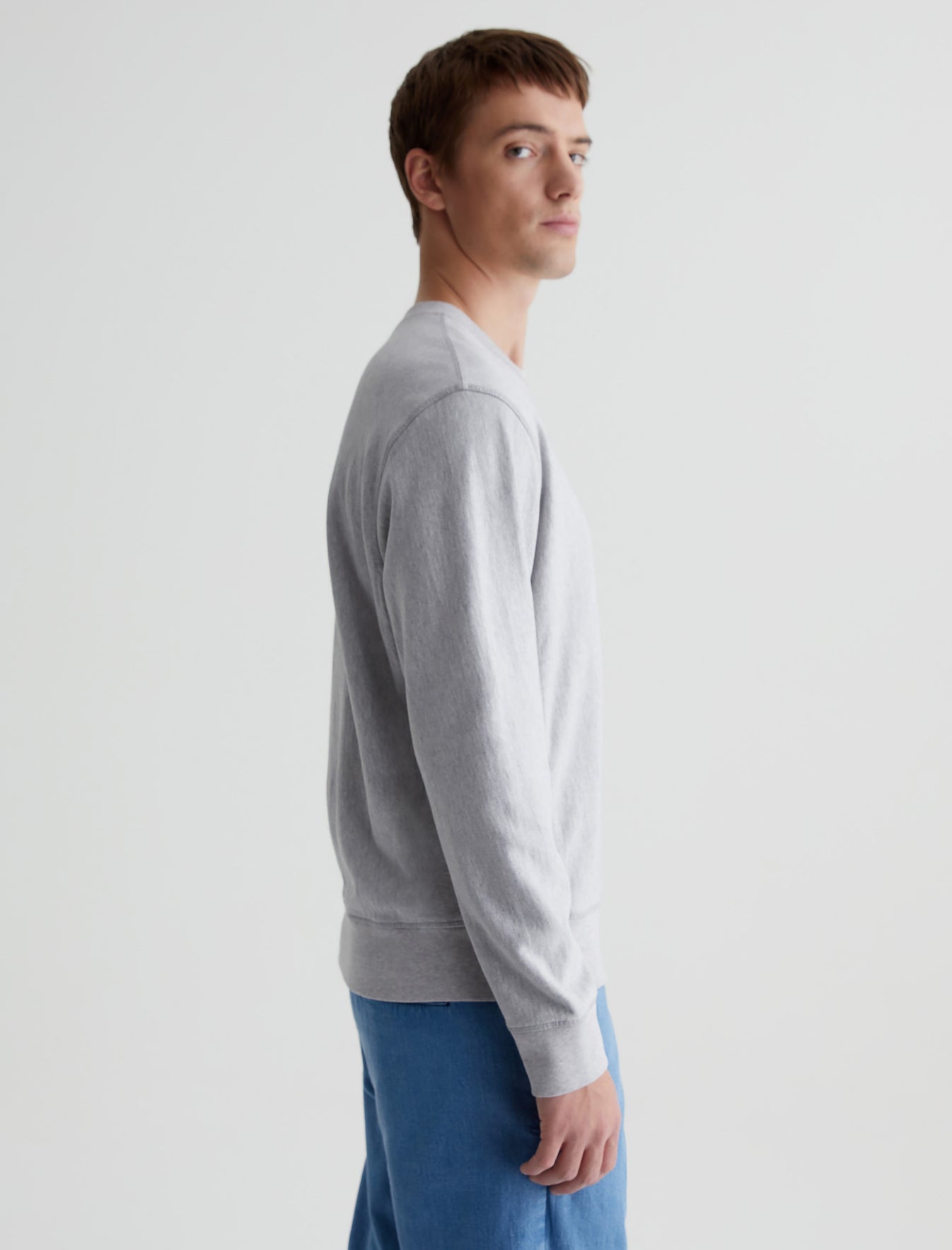Arc Panelled Sweatshirt Heather Grey Relaxed Fit Crew Neck Panelled Men Top Photo 3
