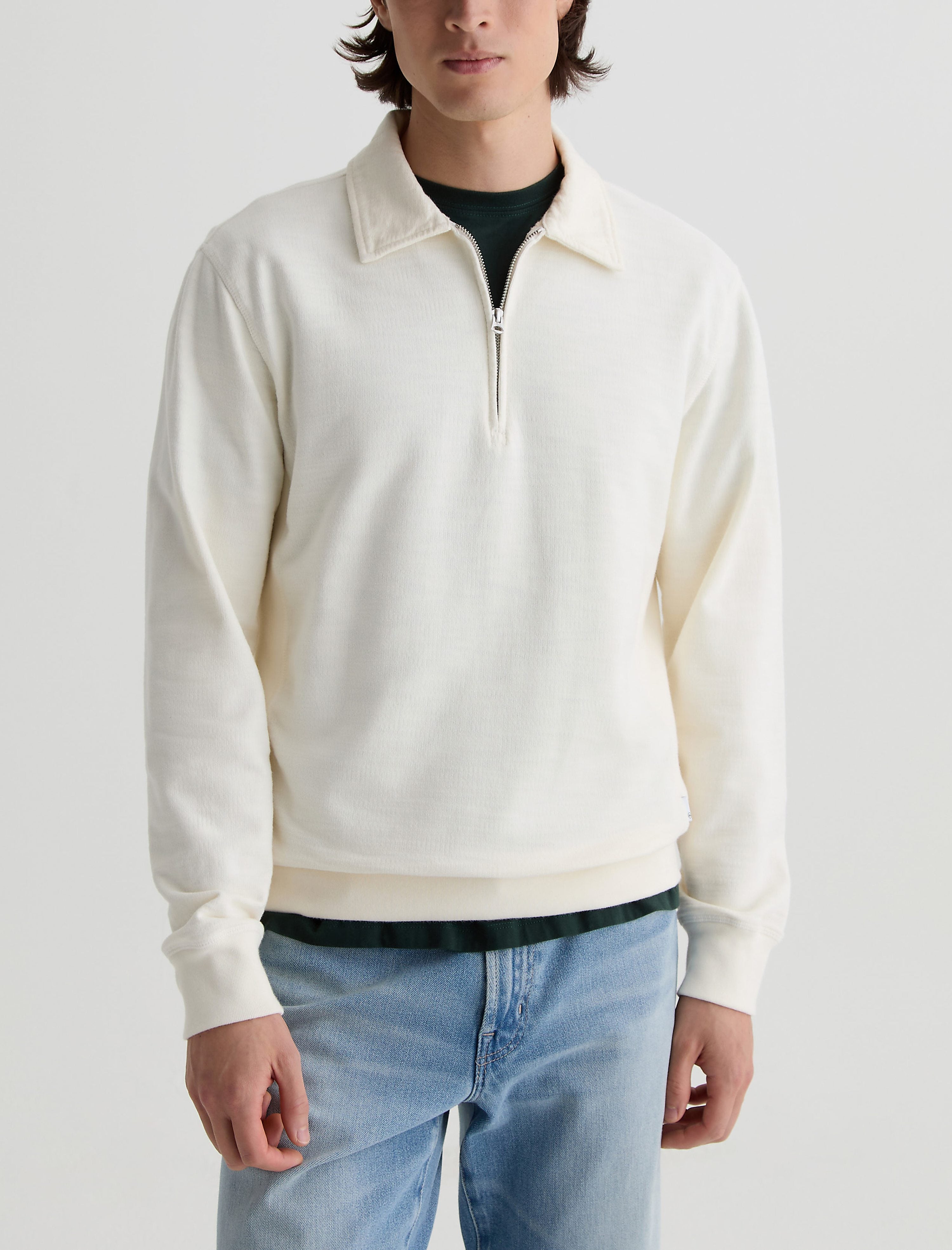 Men Ethan Zip Sweatshirt Ivory Dust at AG Jeans Official Store