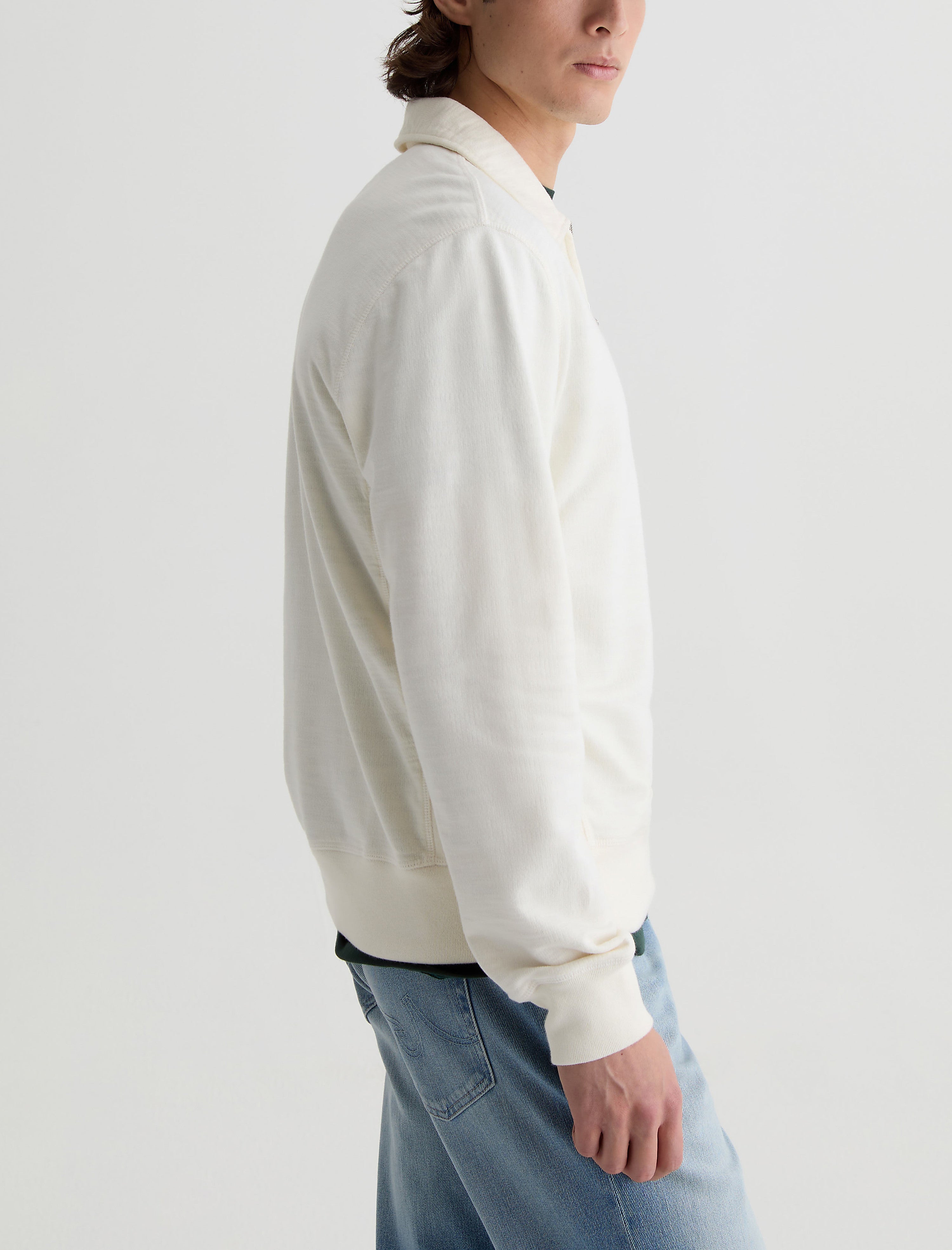 Men Ethan Zip Sweatshirt Ivory Dust at AG Jeans Official Store
