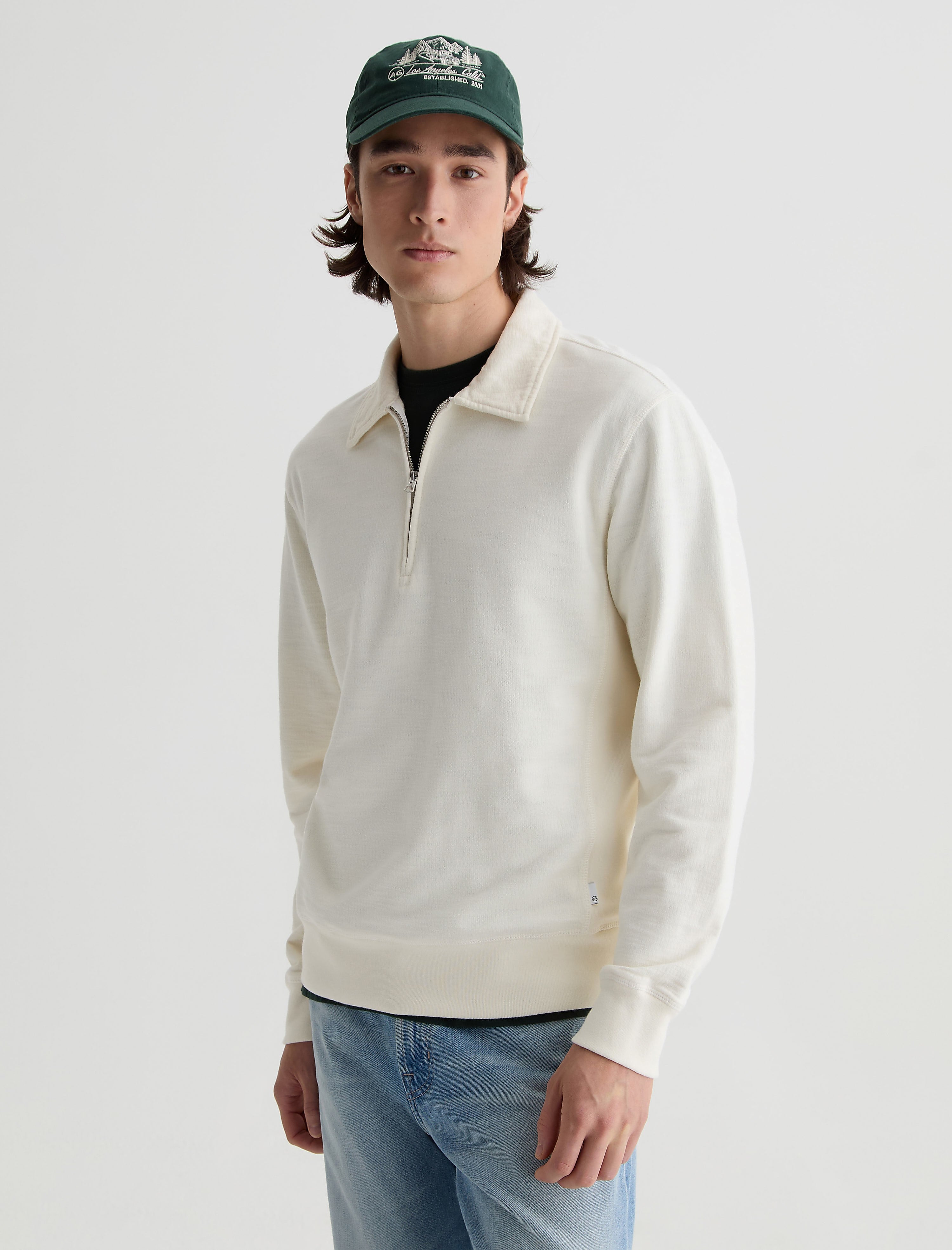 Men Ethan Zip Sweatshirt Ivory Dust at AG Jeans Official Store