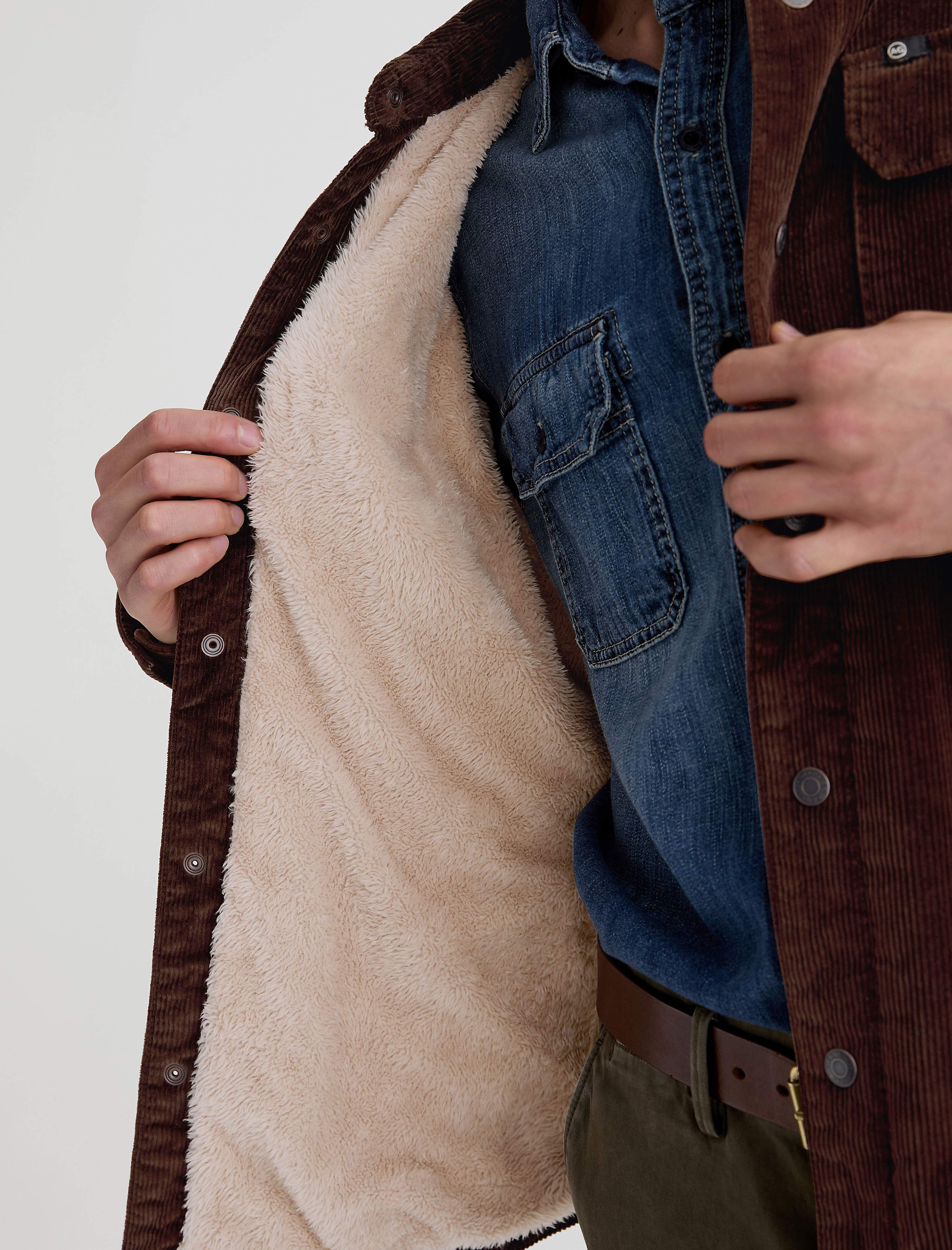 Men Elias Corduroy Shirt Jacket Raw Umber at AG Jeans Official Store