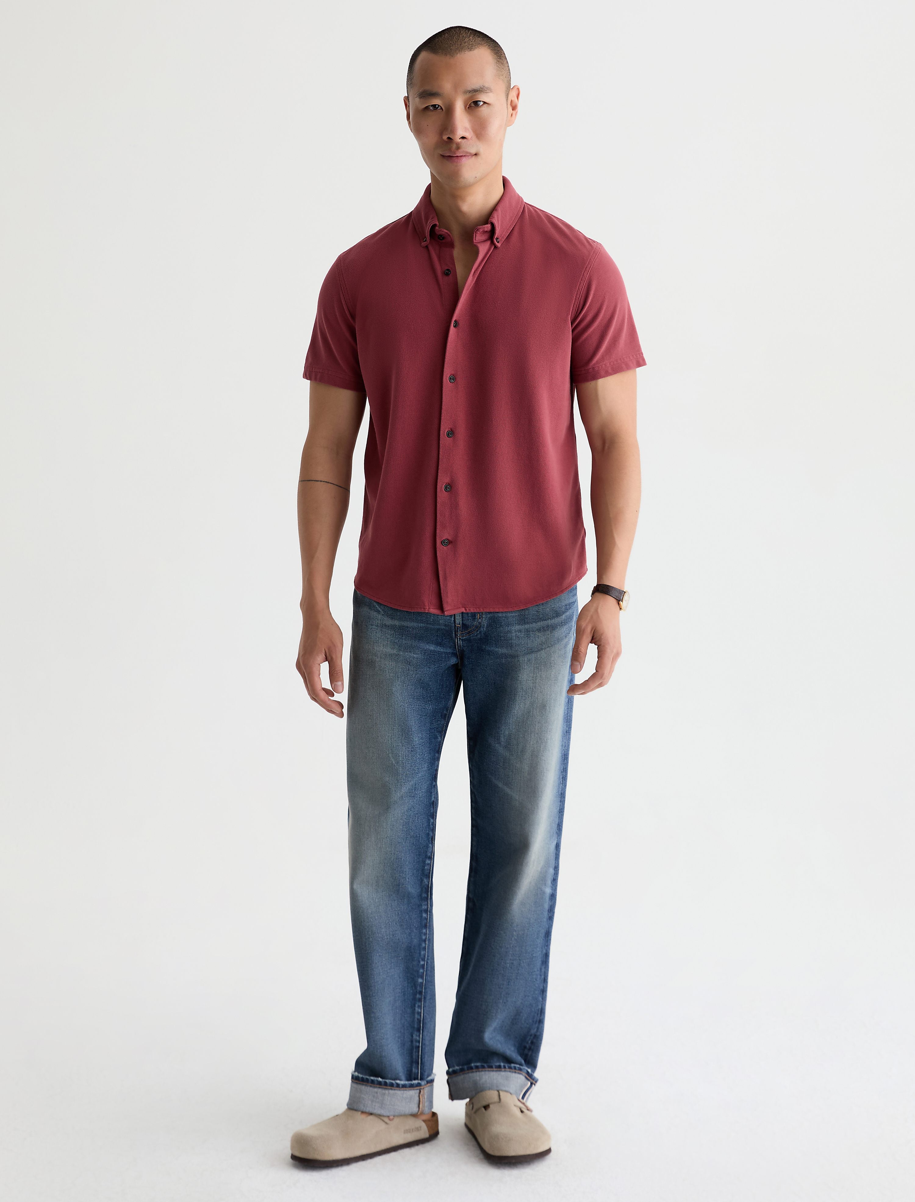 Men Rogan Short Sleeve Shirt Heritage Adobe Clay at AG Jeans