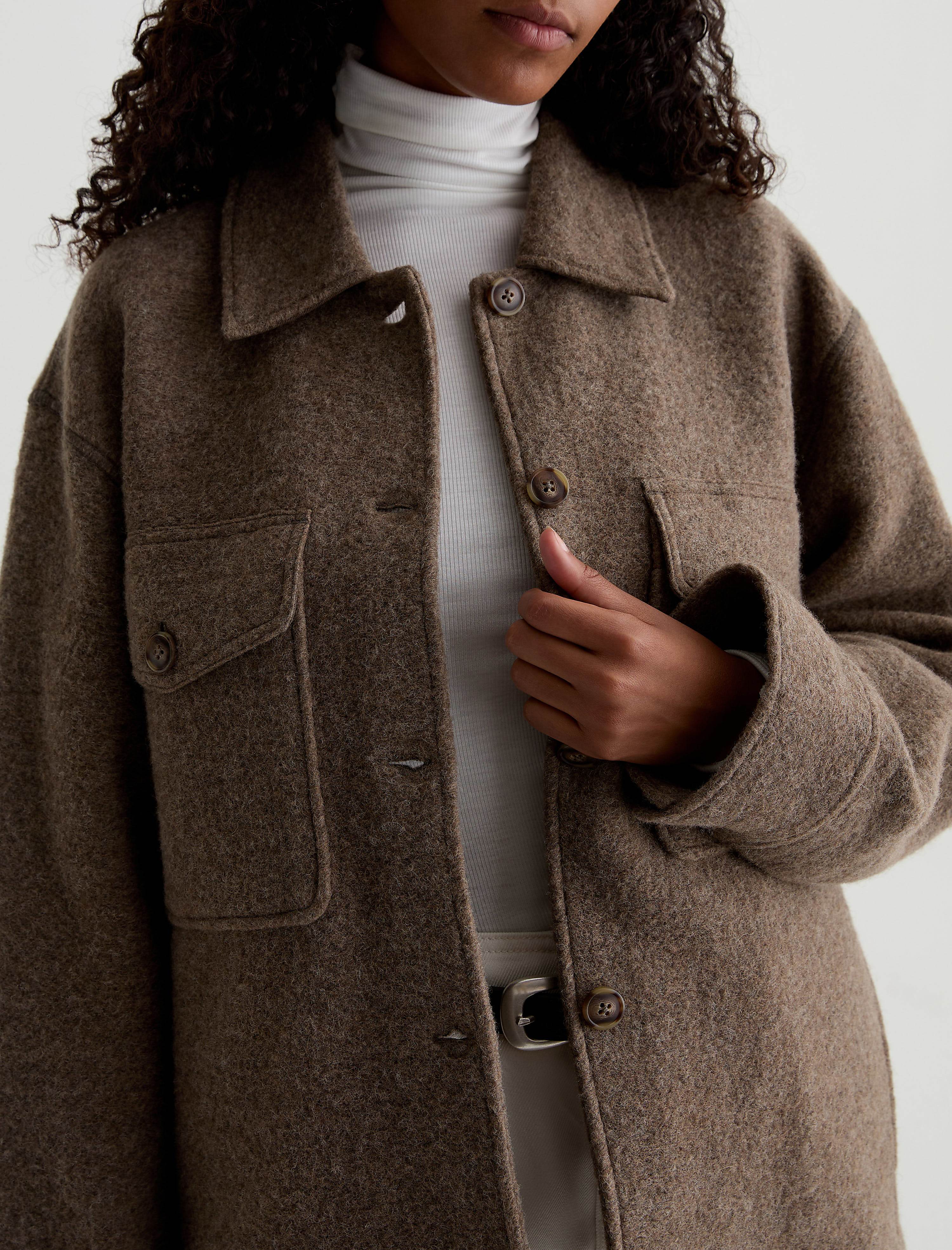 Women Zola Relaxed Shirt Jacket Melange Stone at AG Jeans Official