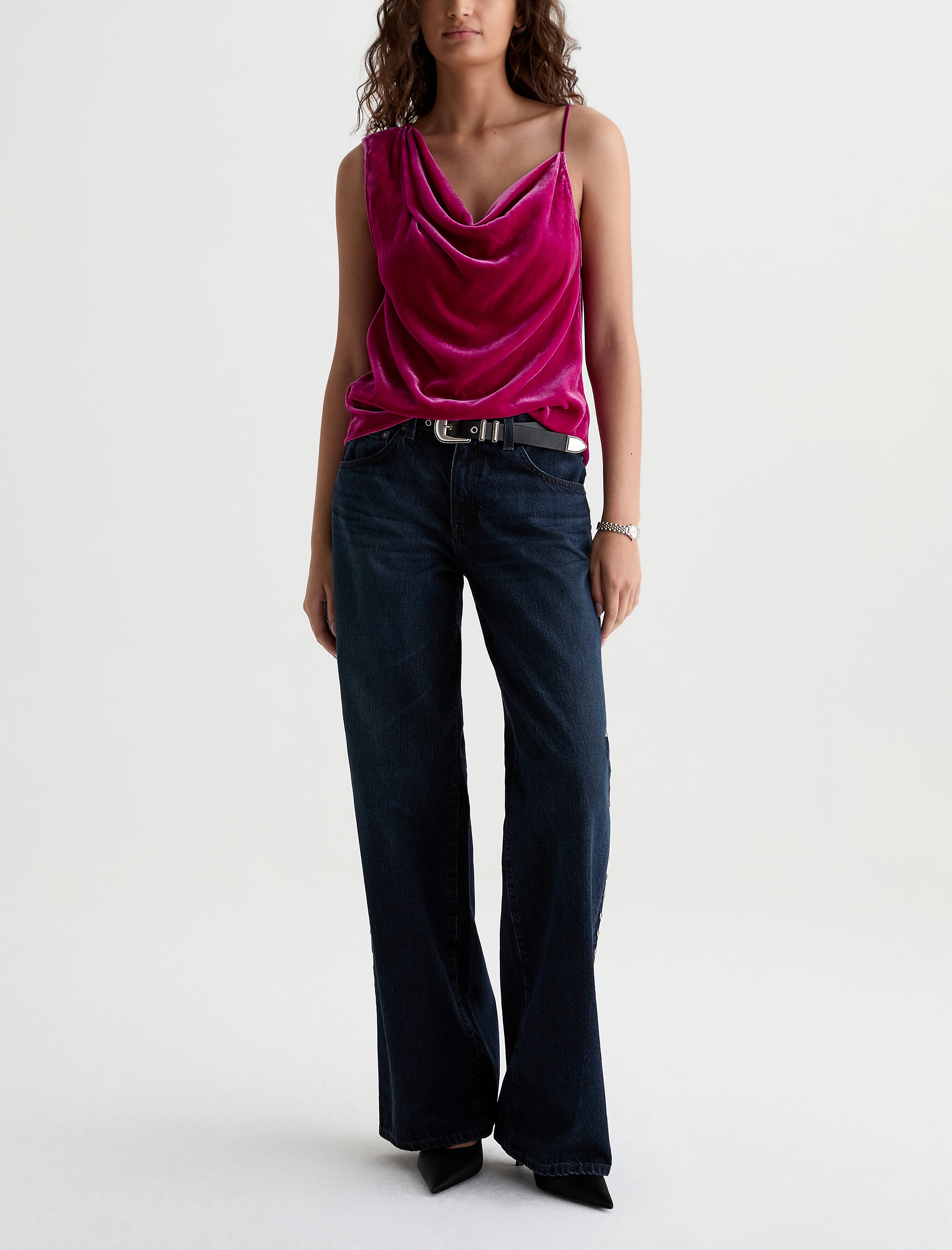 Women Ellie Velvet Top Lipstick at AG Jeans Official Store
