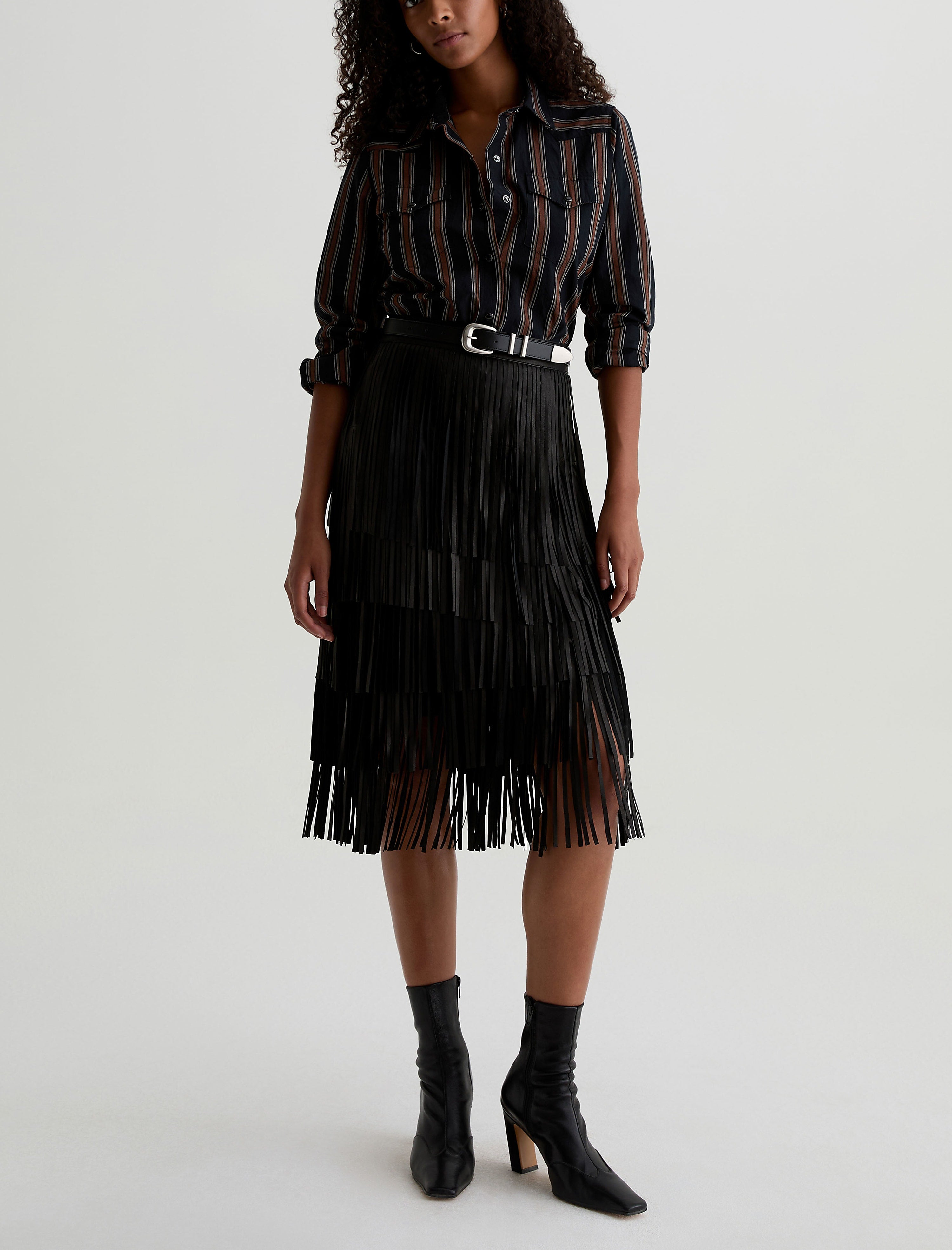 Women Marissa Leather Skirt Super Black at AG Jeans Official Store