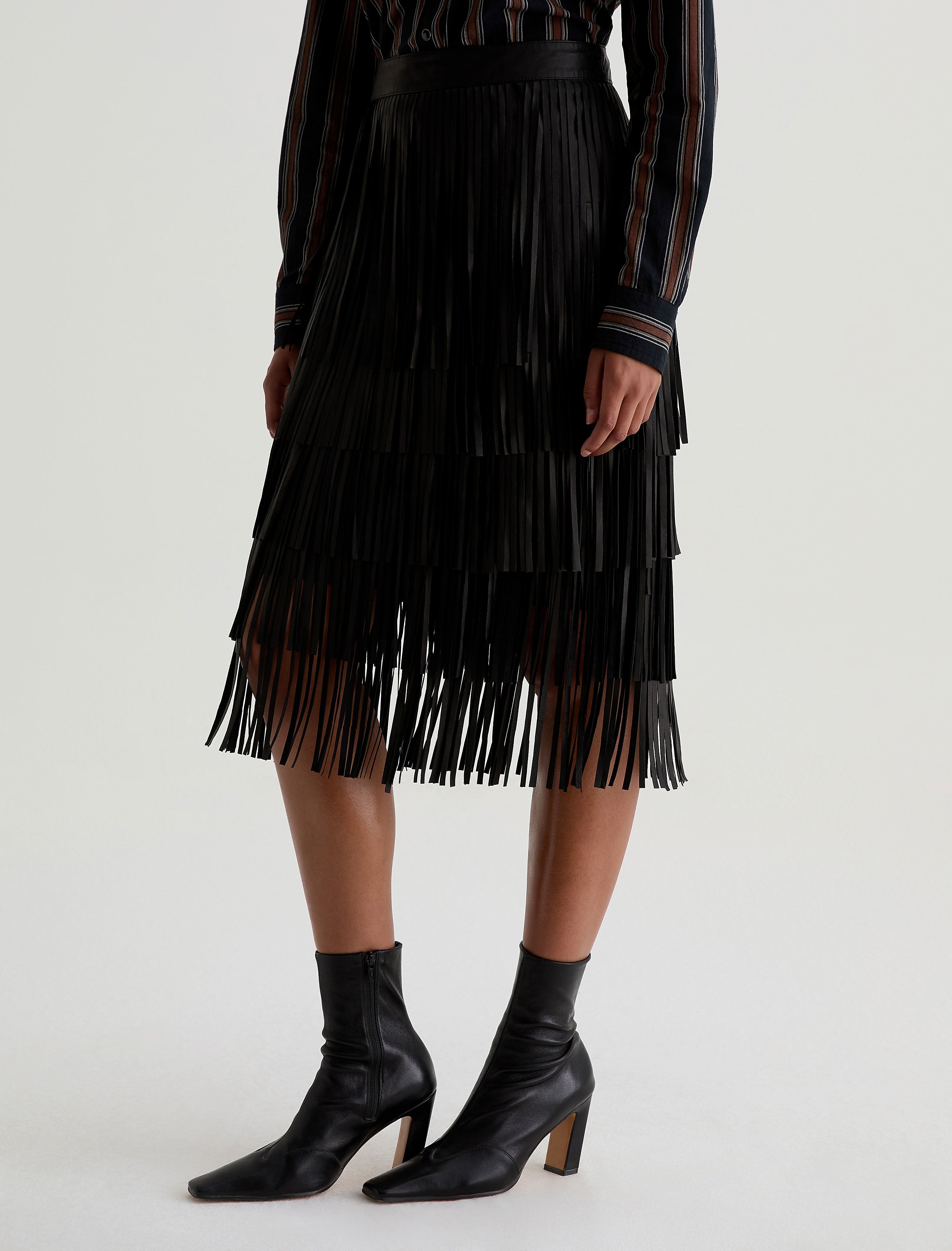 Women Marissa Leather Skirt Super Black at AG Jeans Official Store