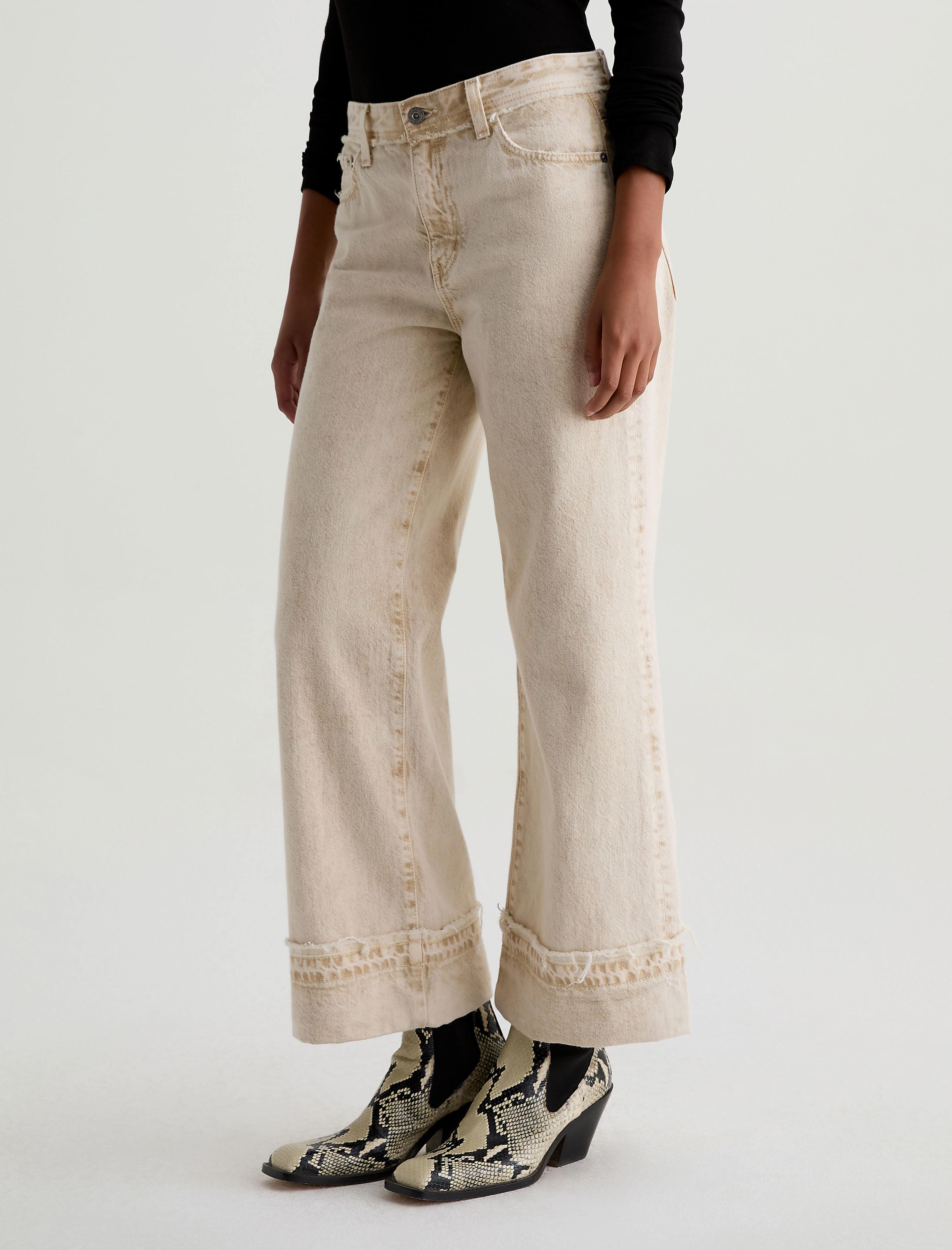 L'Appartement Cropped Knit パンツ 34《ベージュ》 Women Saige Wide Leg Crop Sulfur Melange Camel at AG Jeans