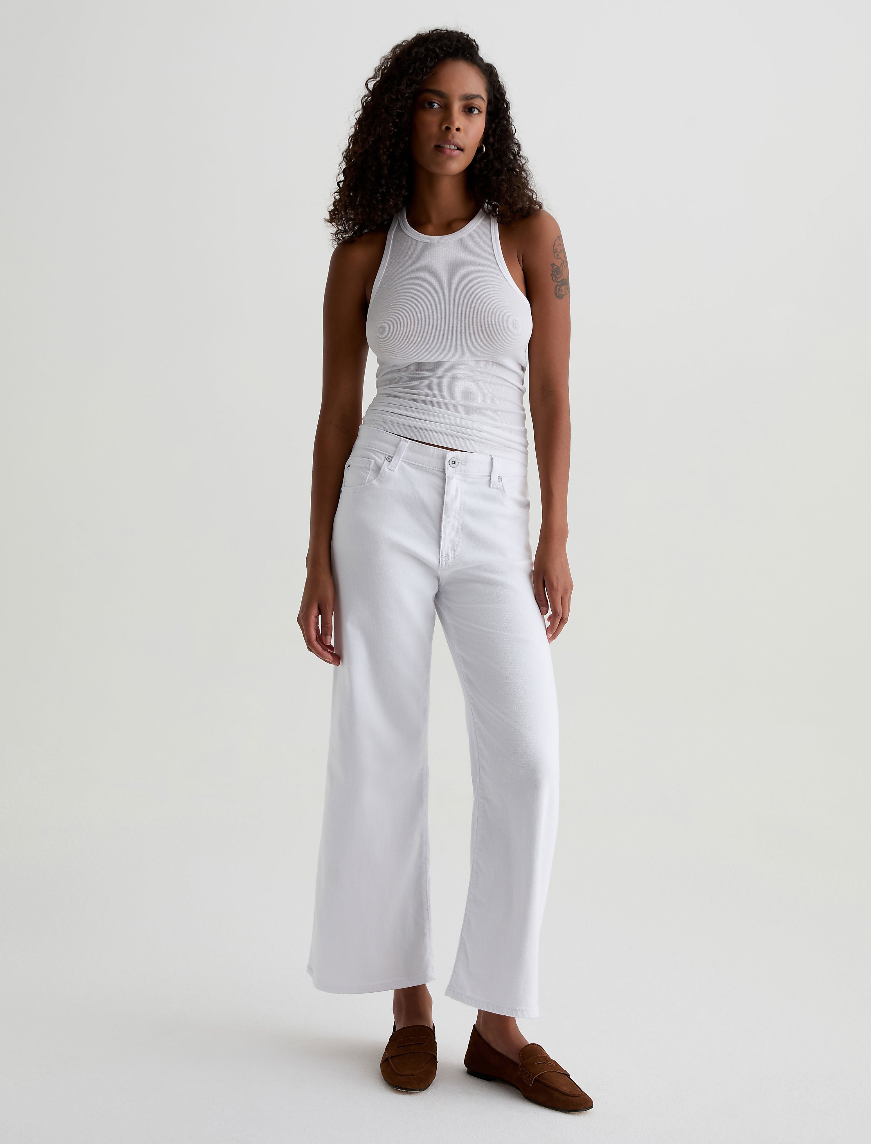 Women Saige Wide Leg Crop Gallery White at AG Jeans Official Store