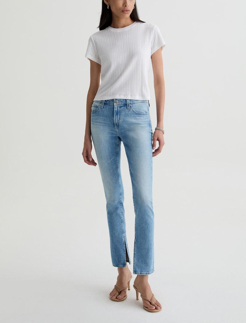 ag cigarette jeans prima Women's Ankle Low-Rise Jeans - White 11 Years Journey AG the PRIMA Mid-Rise Cigarette