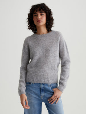 Morgan Crew Heather Grey Relaxed Fit Crew Neck Sweater Women Top Photo 1