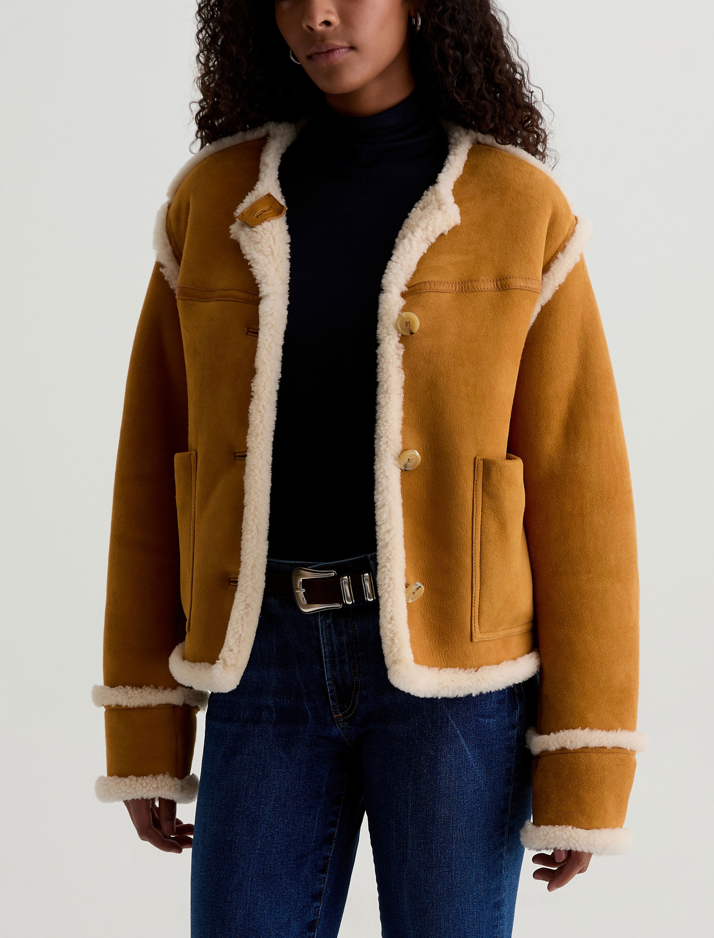 Women Marlo Shearling Jacket Cinnamon/Powder at AG Jeans Official