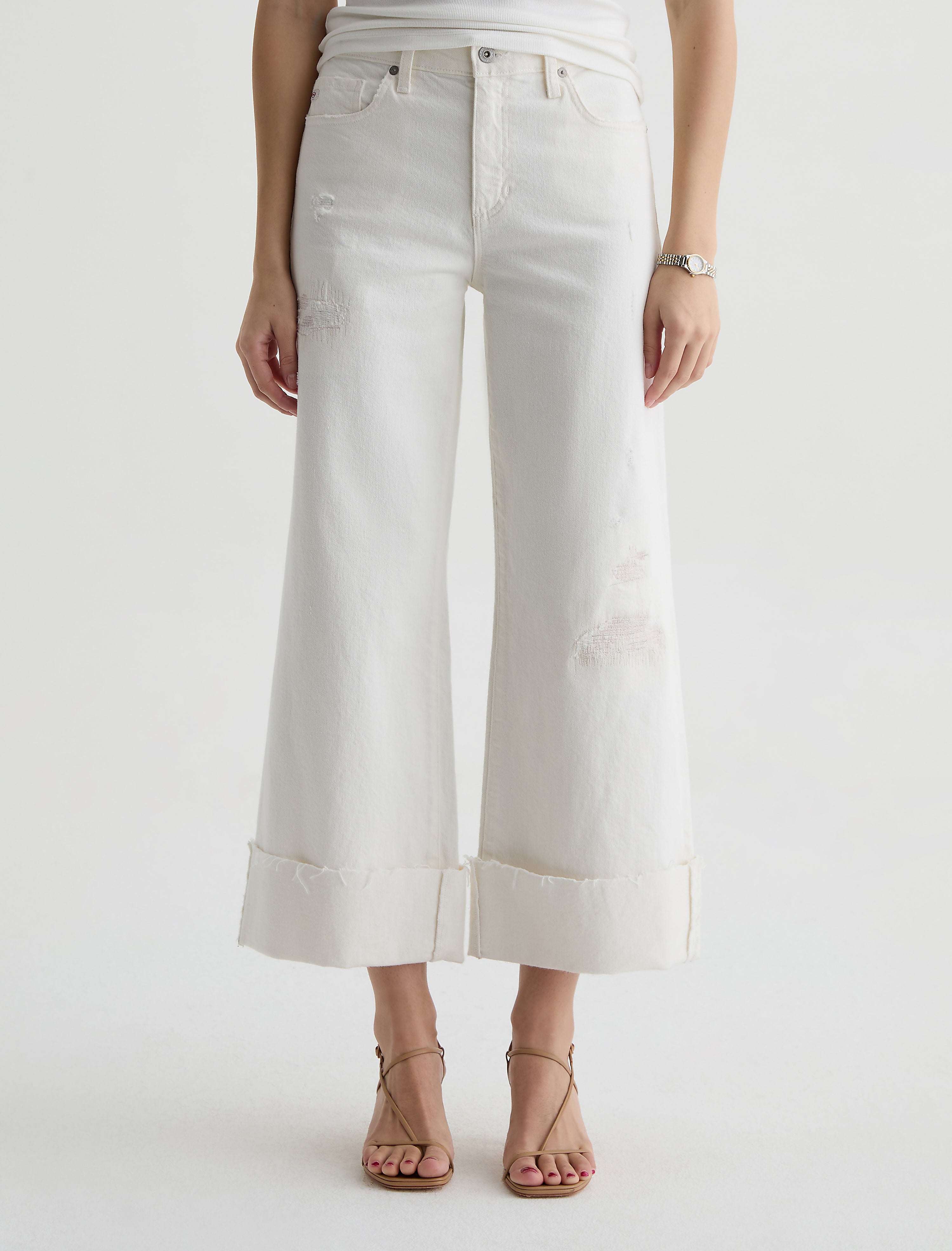 Women Saige Wide Leg Crop Powder Mended at AG Jeans Official Store