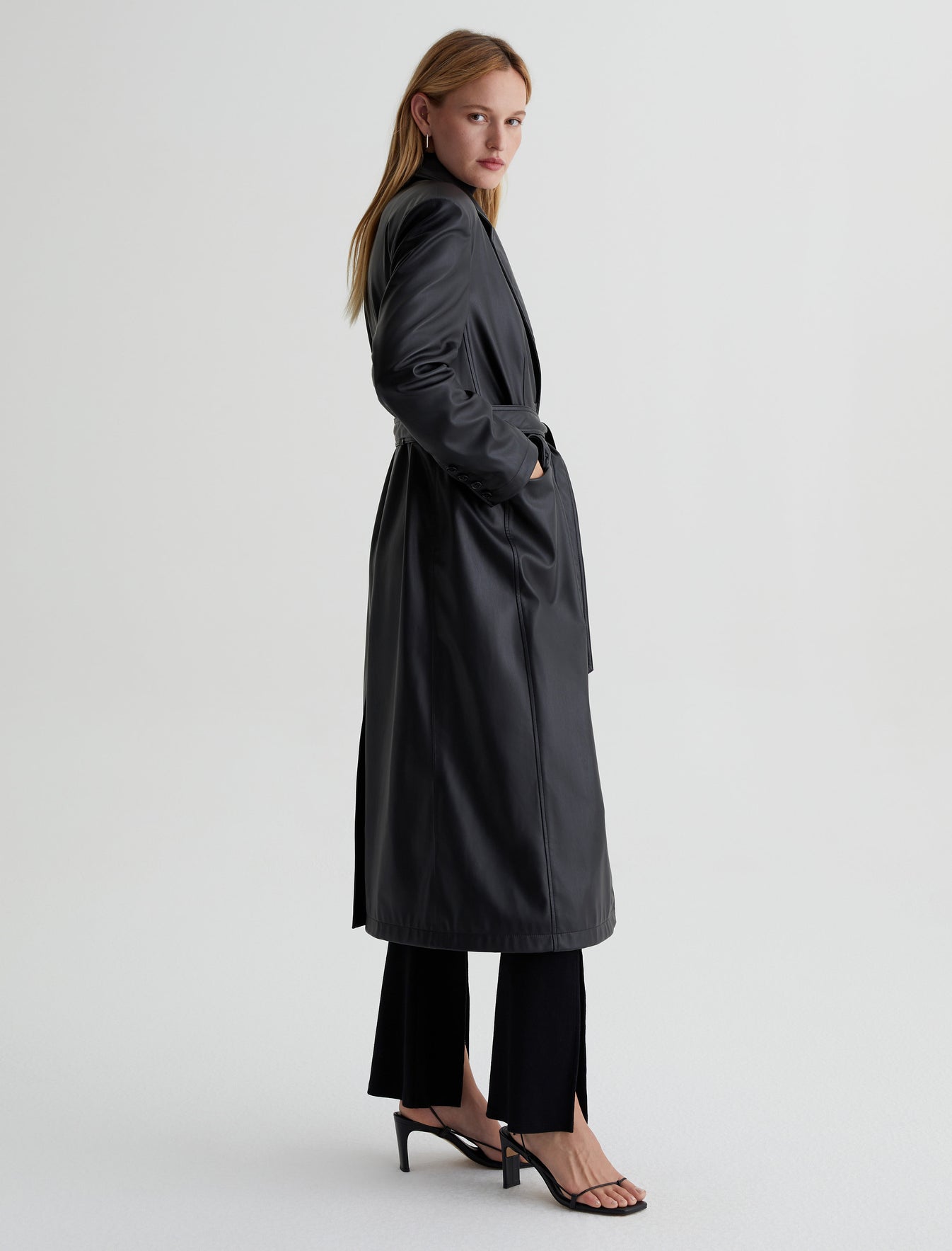 Valentina Coat True Black Classic Fit Belted Coat Women Top Photo 4