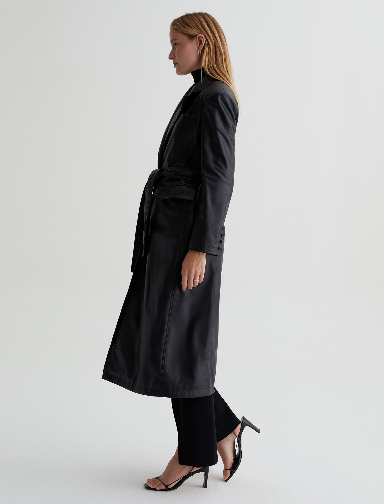 Valentina Coat True Black Classic Fit Belted Coat Women Top Photo 5