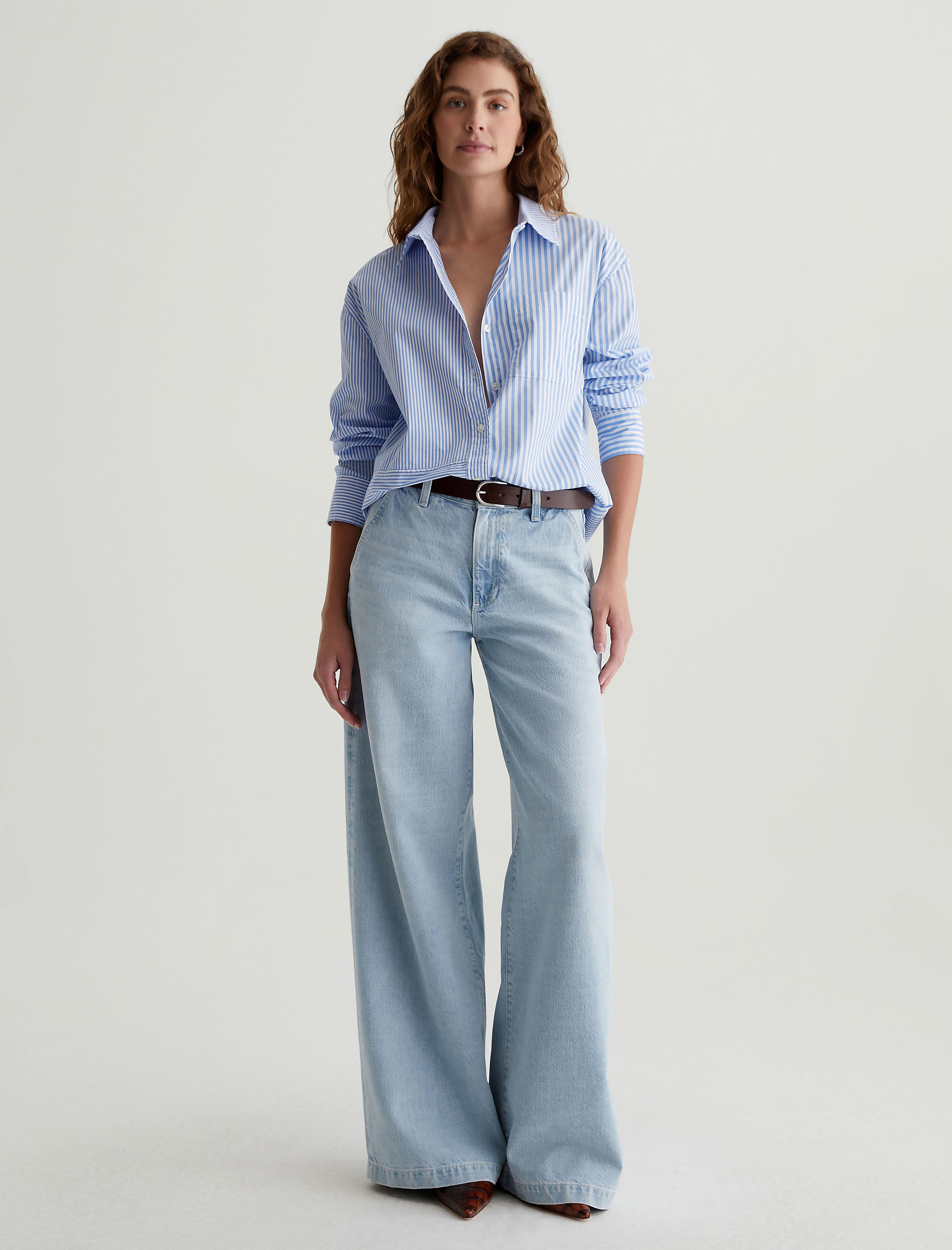 Women Addison Shirt Stripe Mix Blue Multi at AG Jeans