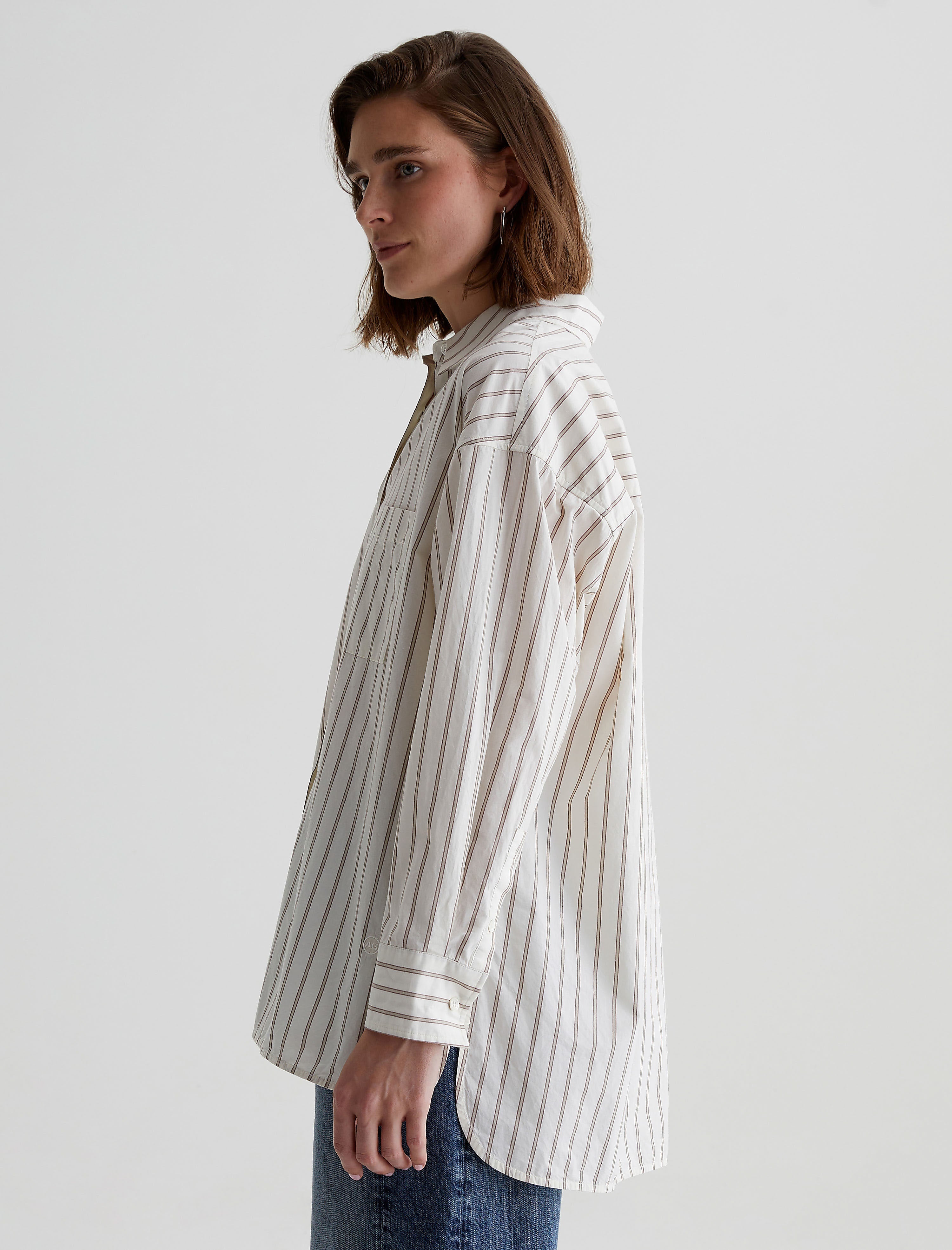 Women Brea Shirt Halo Stripe Neutral Multi at AG Jeans