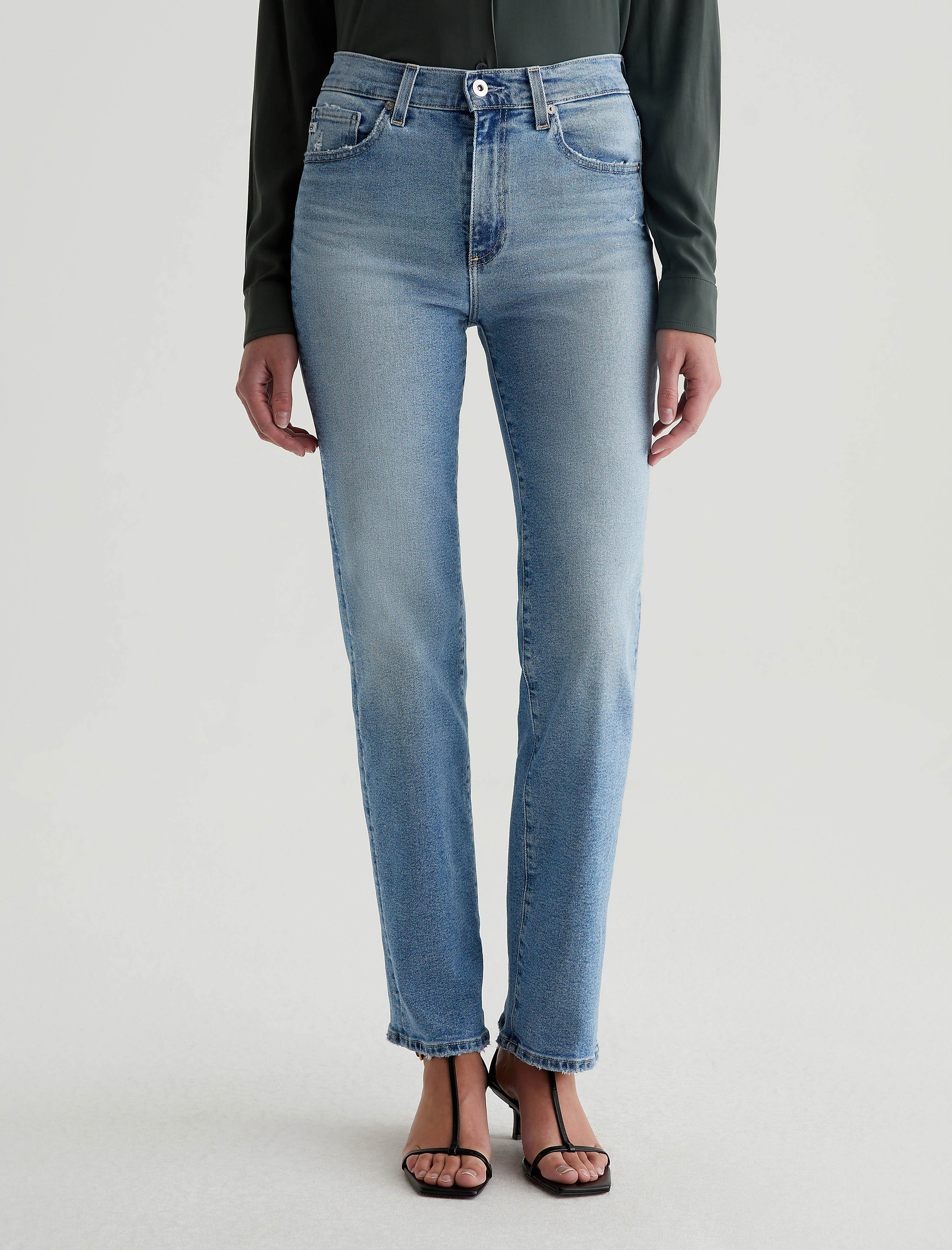 ★★ ★★ Here Light Blue High Rise Slim Straight Lovervet High Rise Light Wash Slim Straight Leg Jeans