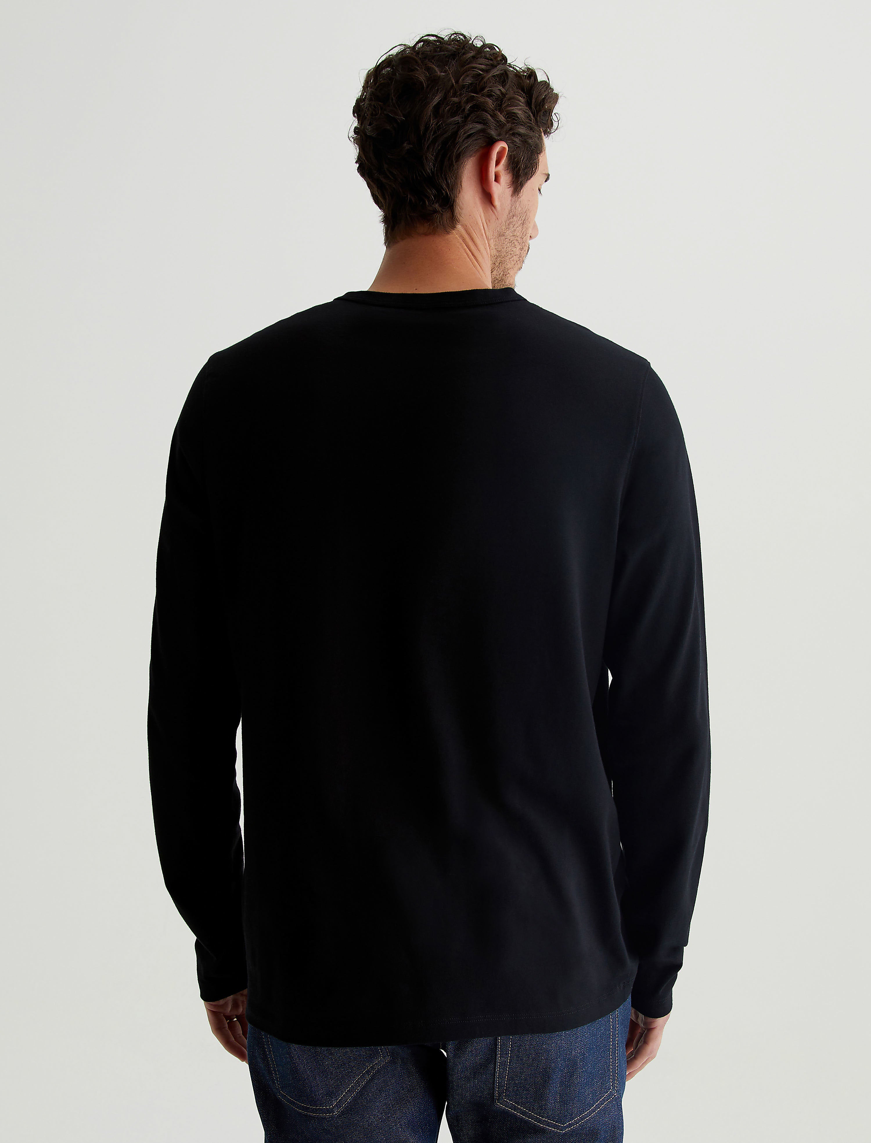 Mens Bryce Long Sleeve Henley True Black at AG Jeans Official Store