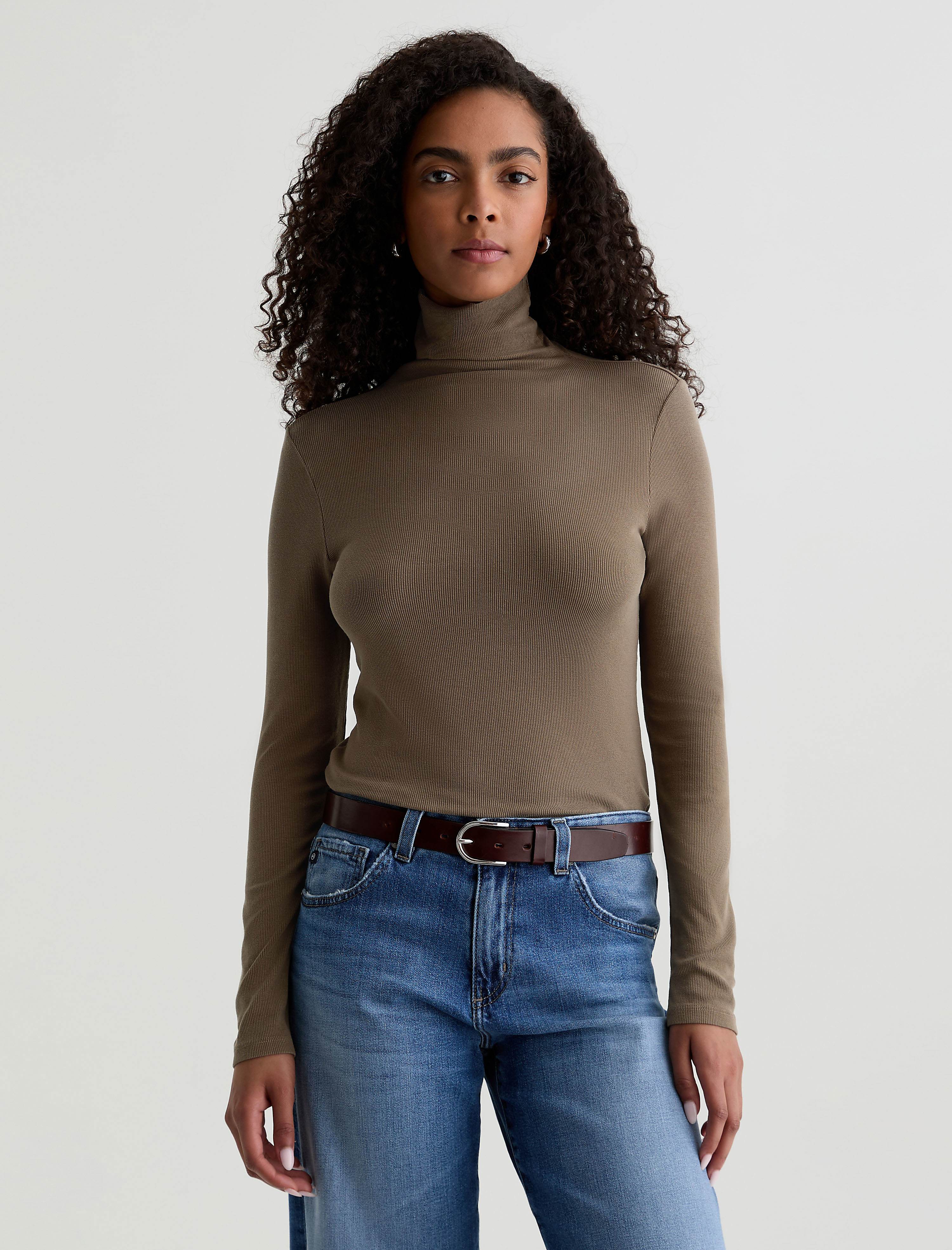 Women Chels Turtleneck Taupe Grey at AG Jeans Official Store