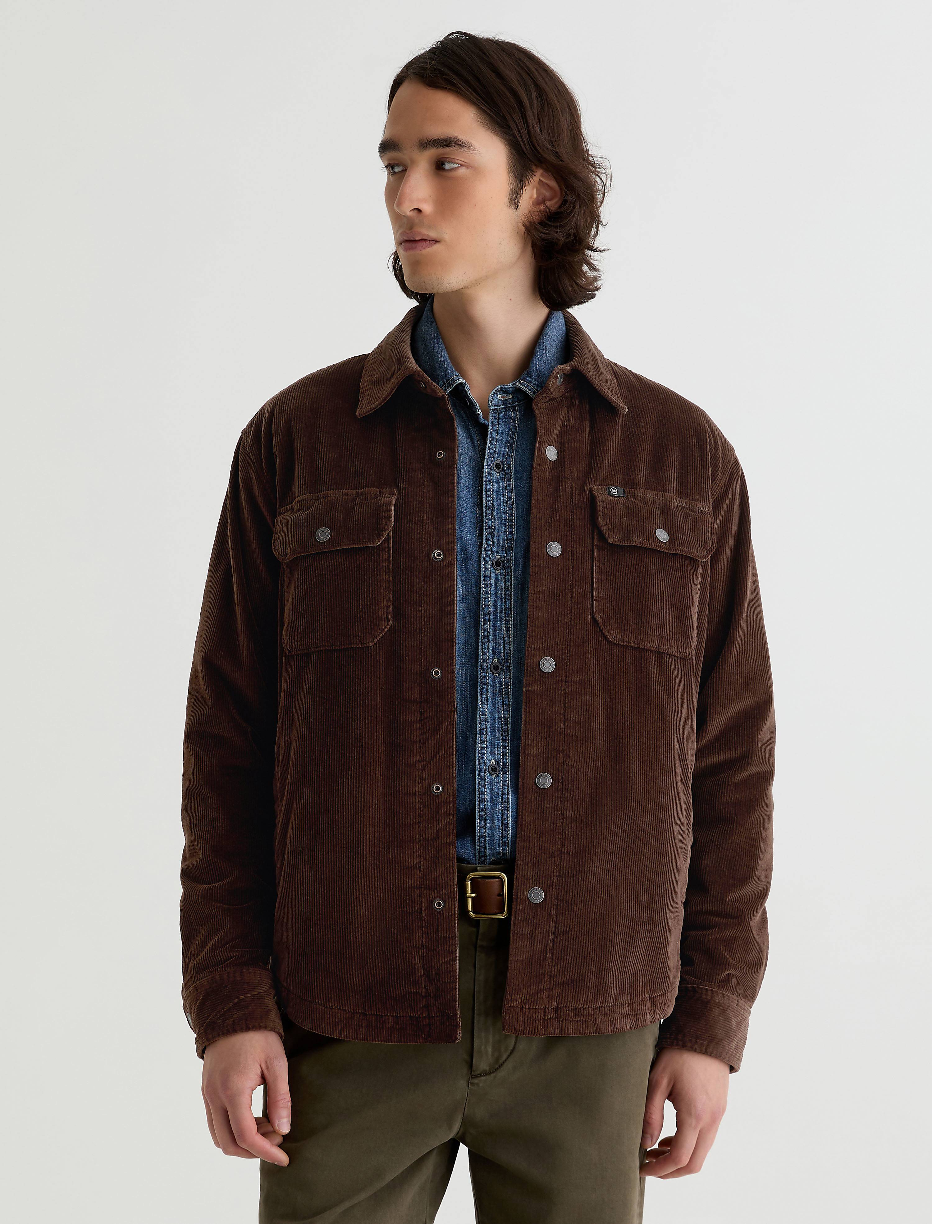 Men Elias Corduroy Shirt Jacket Raw Umber at AG Jeans Official Store