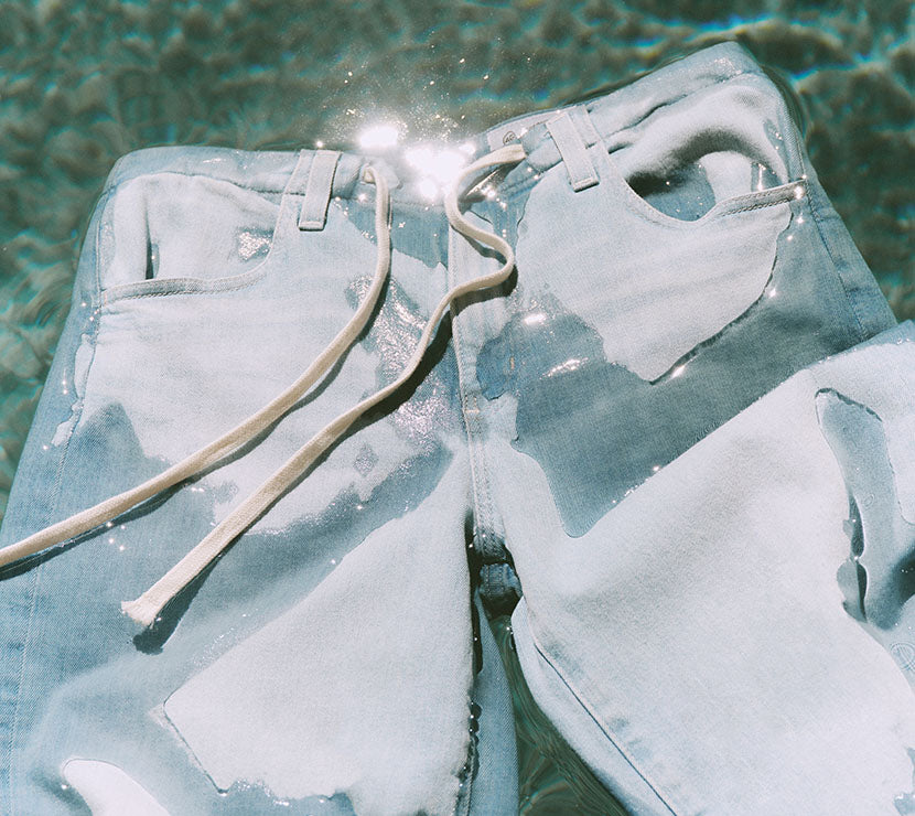 Jeans floating on water