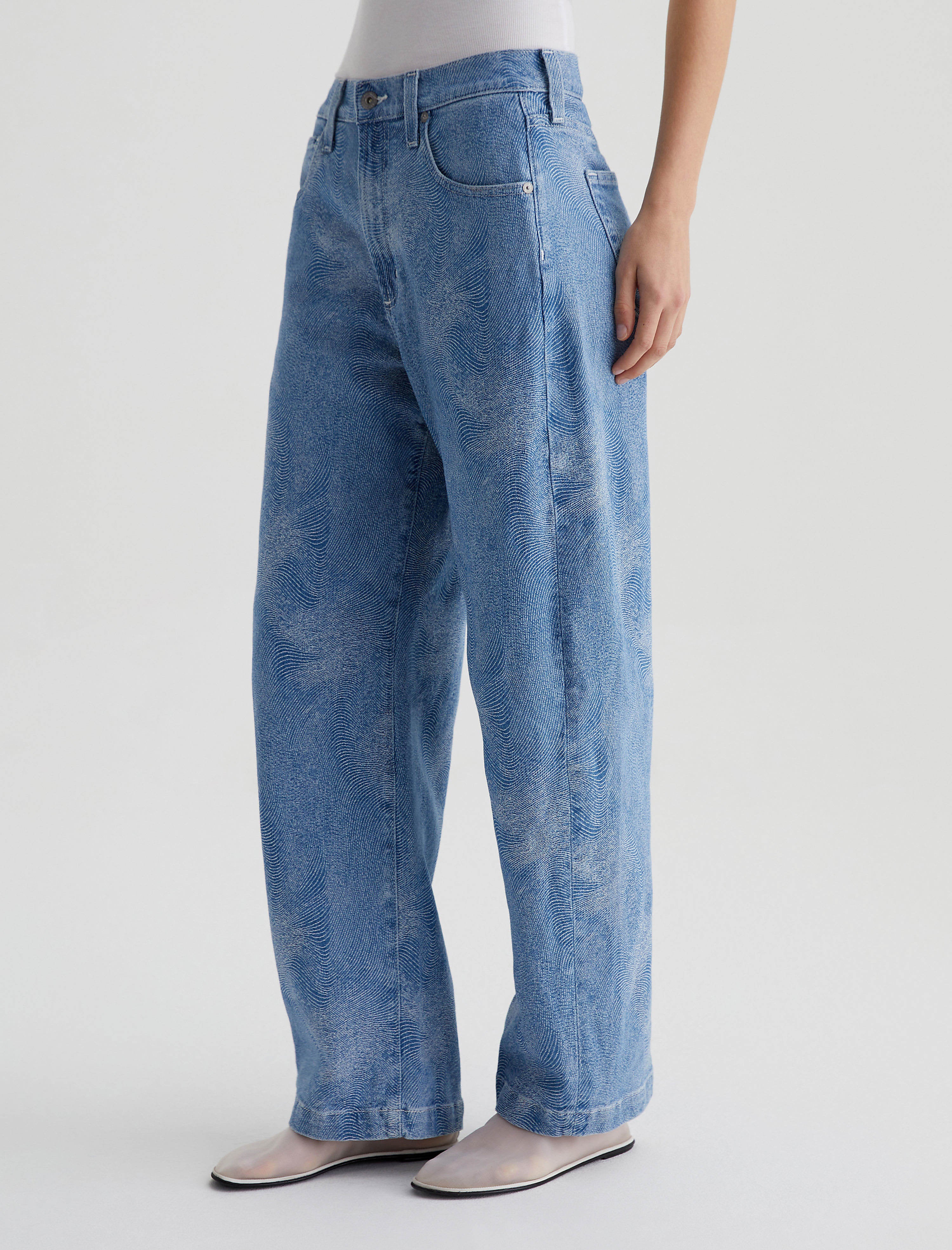 【新品】WAVE DESIGN HIGH WAIST DENIM Wide Leg Fit Jeans | High Waist & Low Rise | Organic Denim | Wave