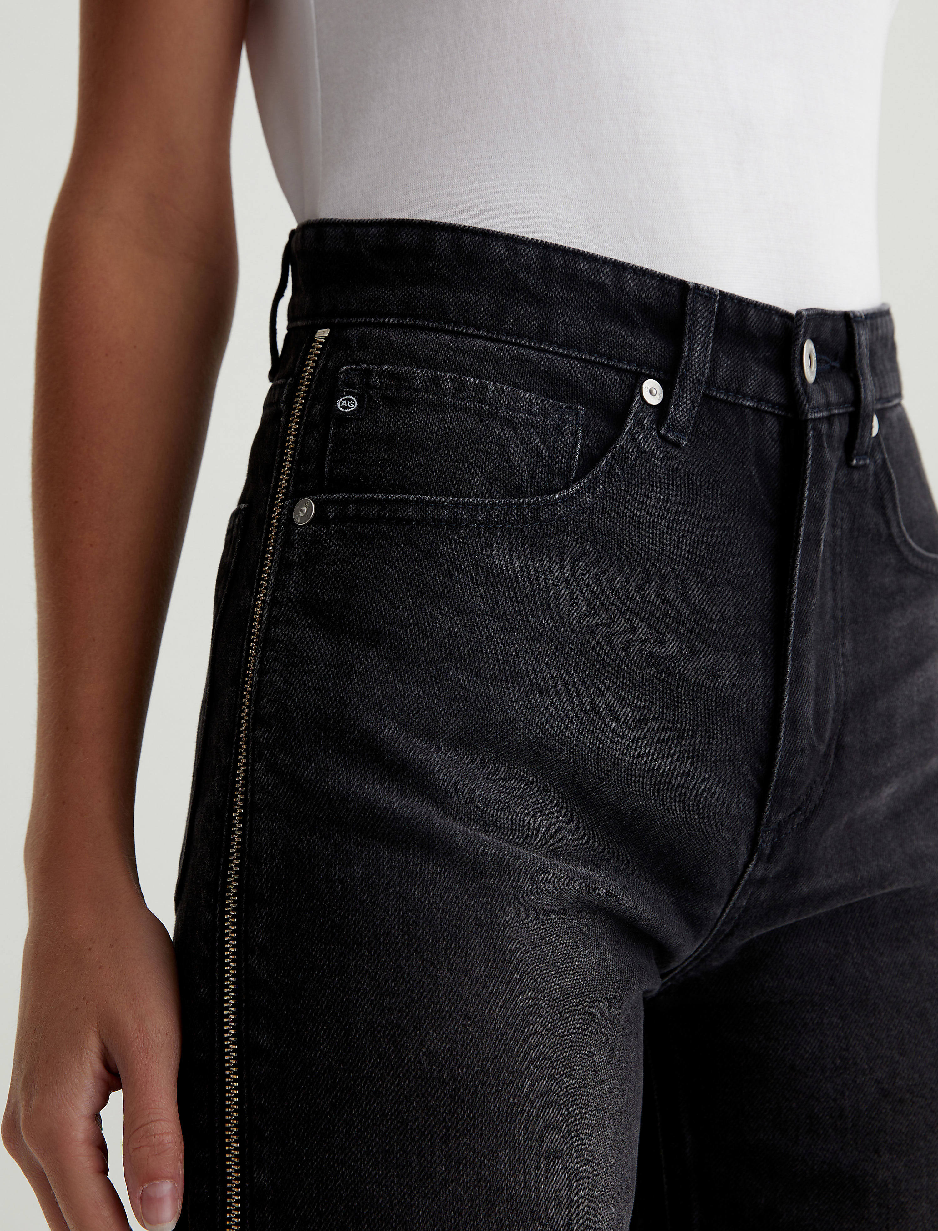 【Anyone more】24SS★ [A/M] Khama Black Denim Wide Pants High Waisted Denim Trouser – Another Tomorrow