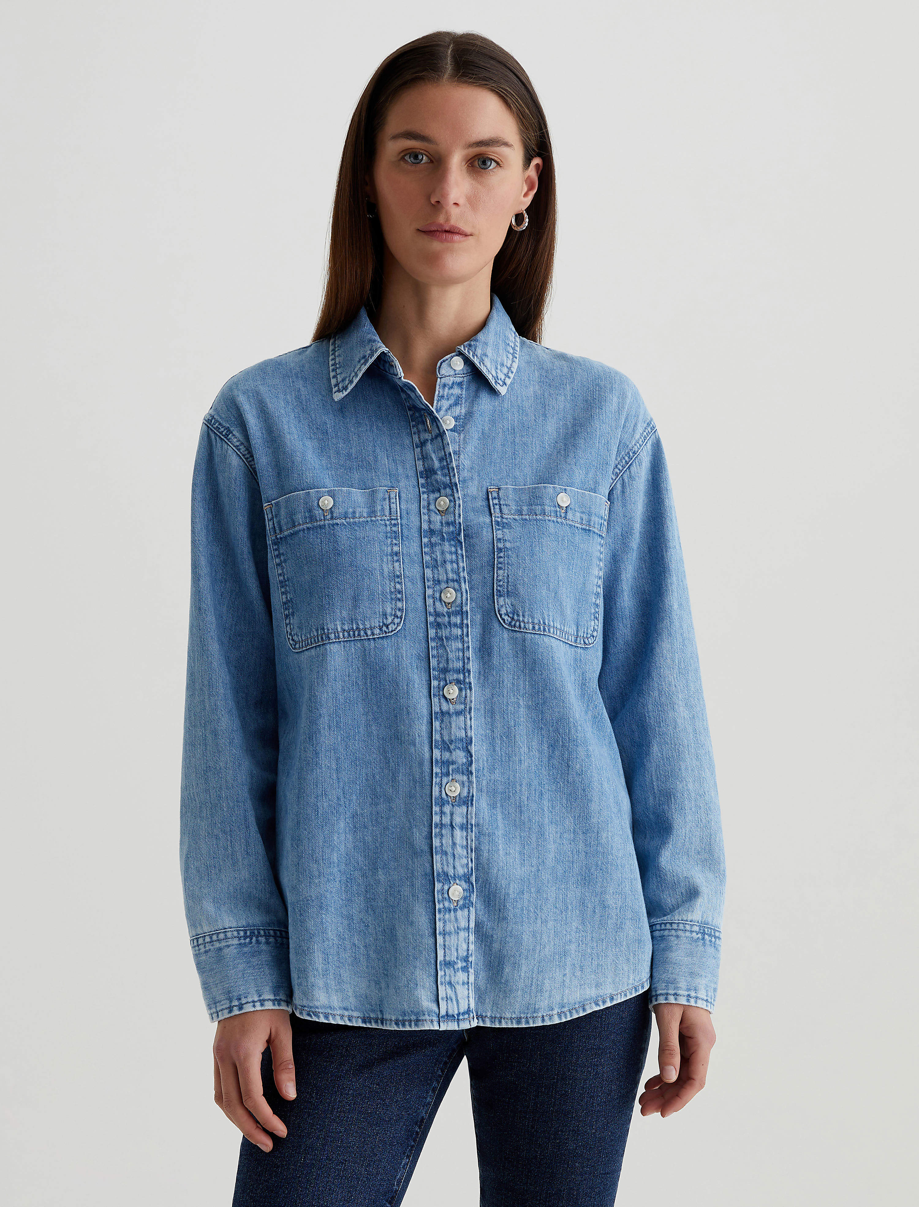 (取寄) AGジーンズ レディース レニー リラックスド-フィット シャツ AG Jeans women Lenny Relaxed Shirt Salt Water leny-relaxed-shirt-