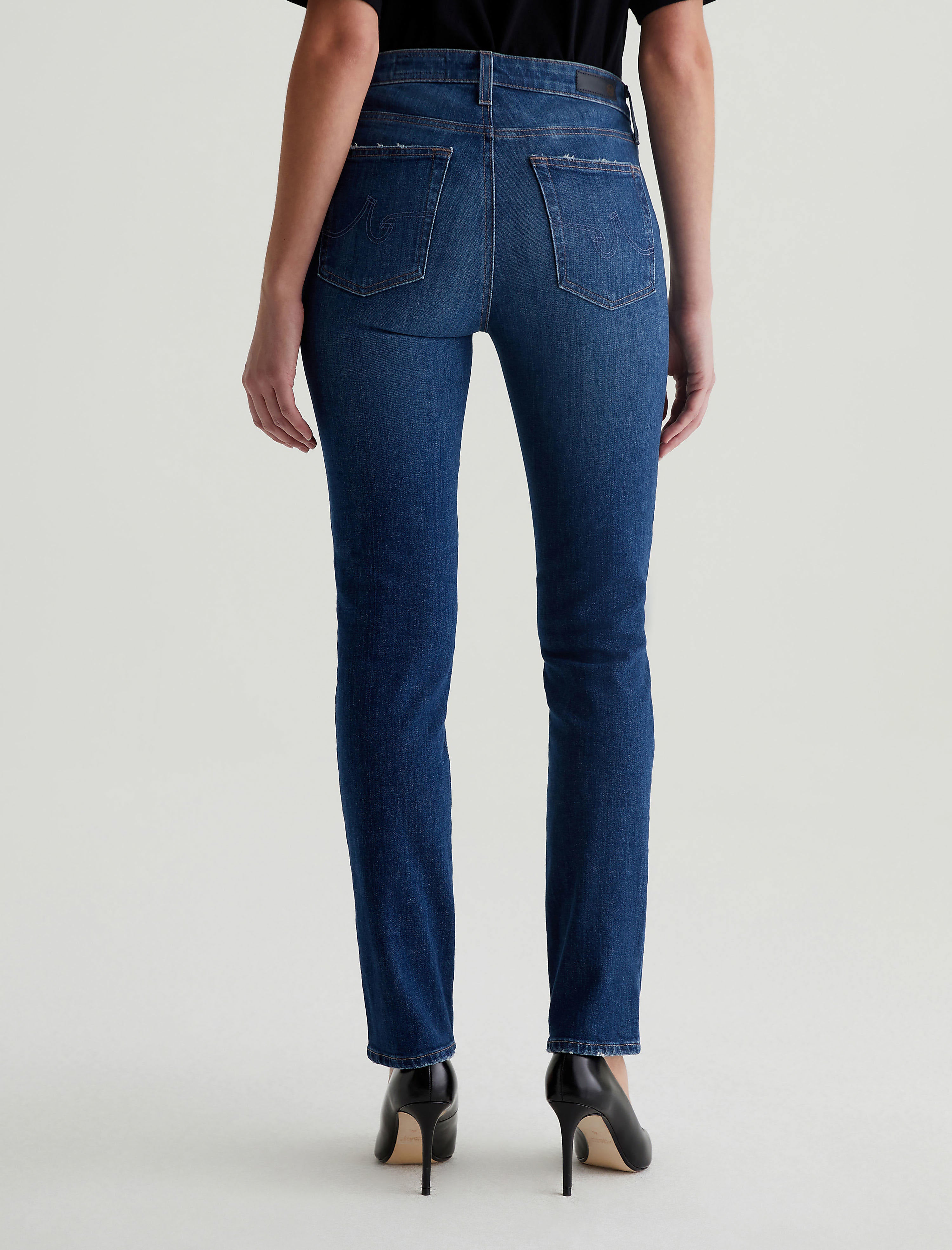 【AG】Mari ハイライズ スリム ストレート ジーンズ ポケット Women Mari Mykonos at AG Jeans Official Store