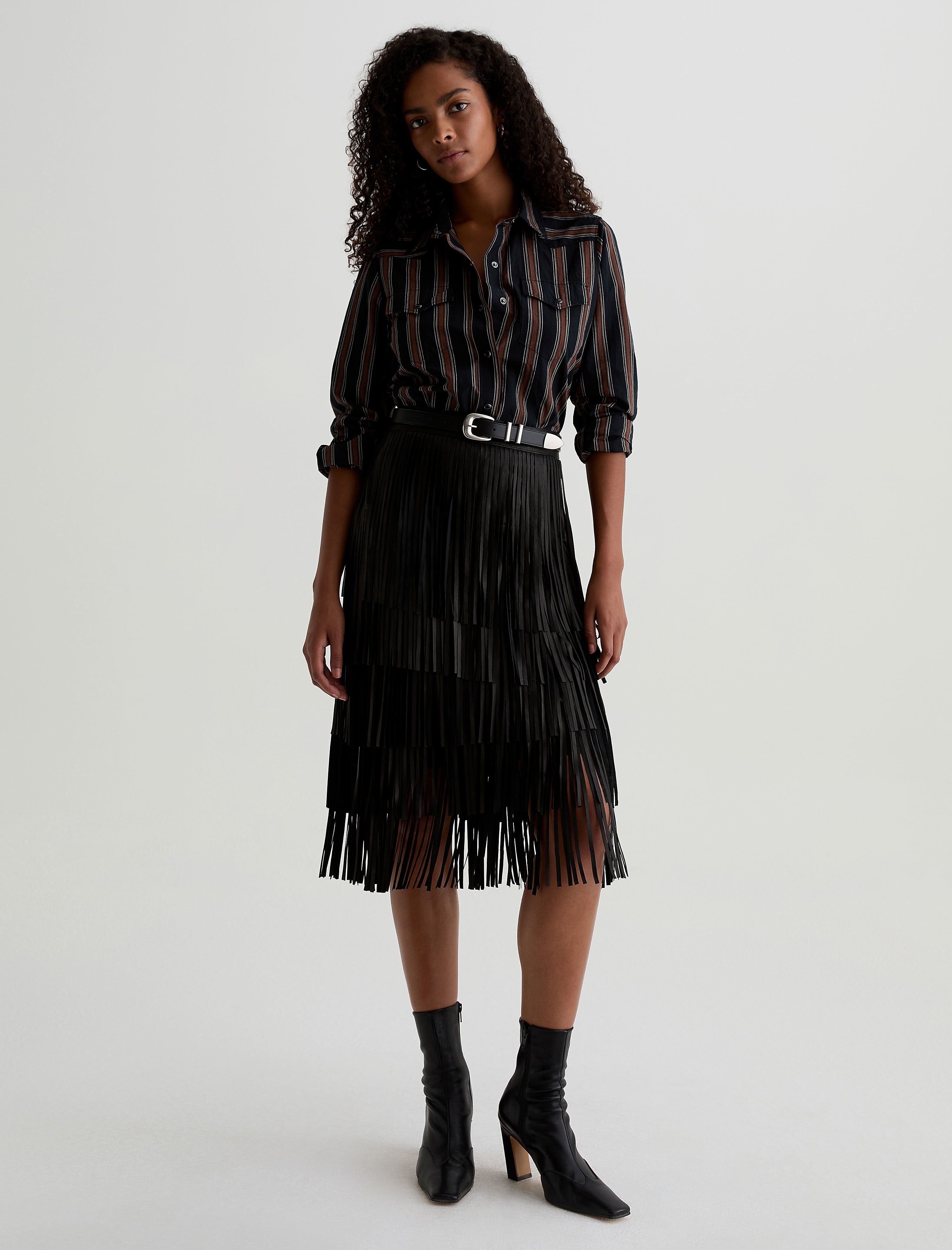 Women Marissa Leather Skirt Super Black at AG Jeans Official Store