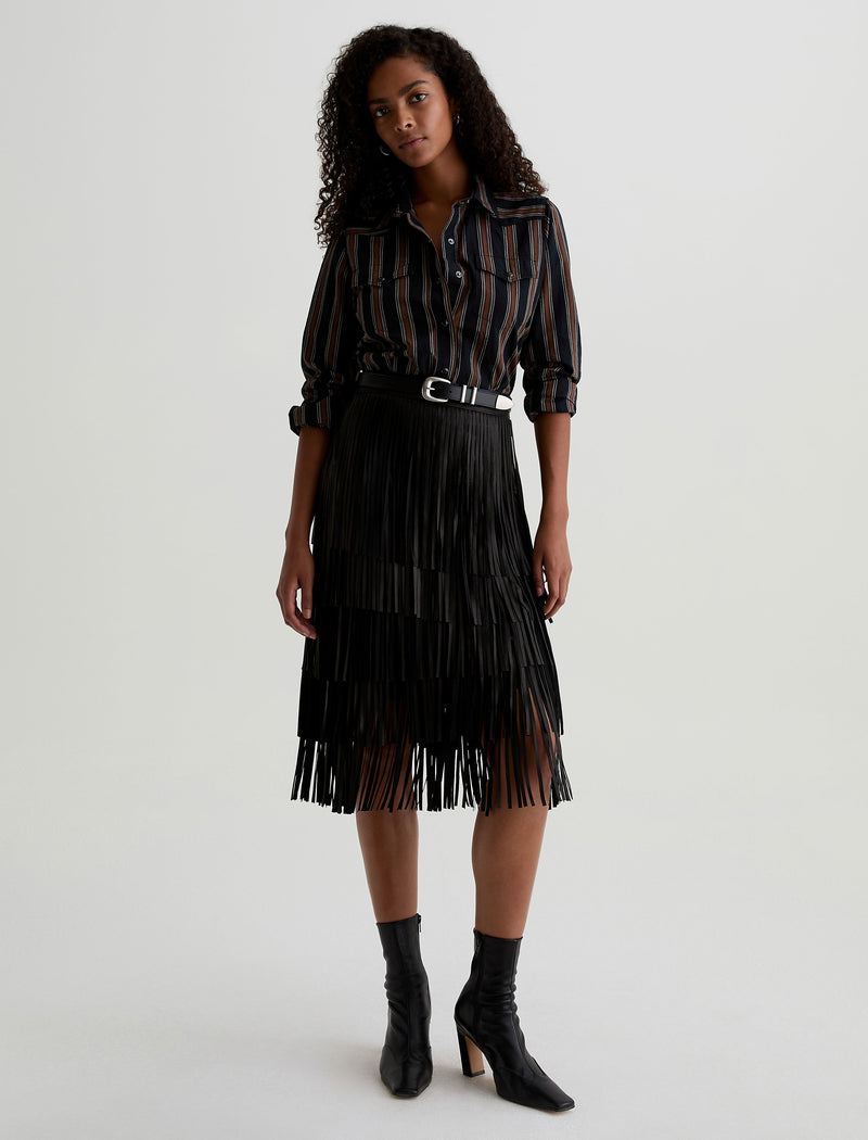 Women Marissa Leather Skirt Super Black at AG Jeans Official Store