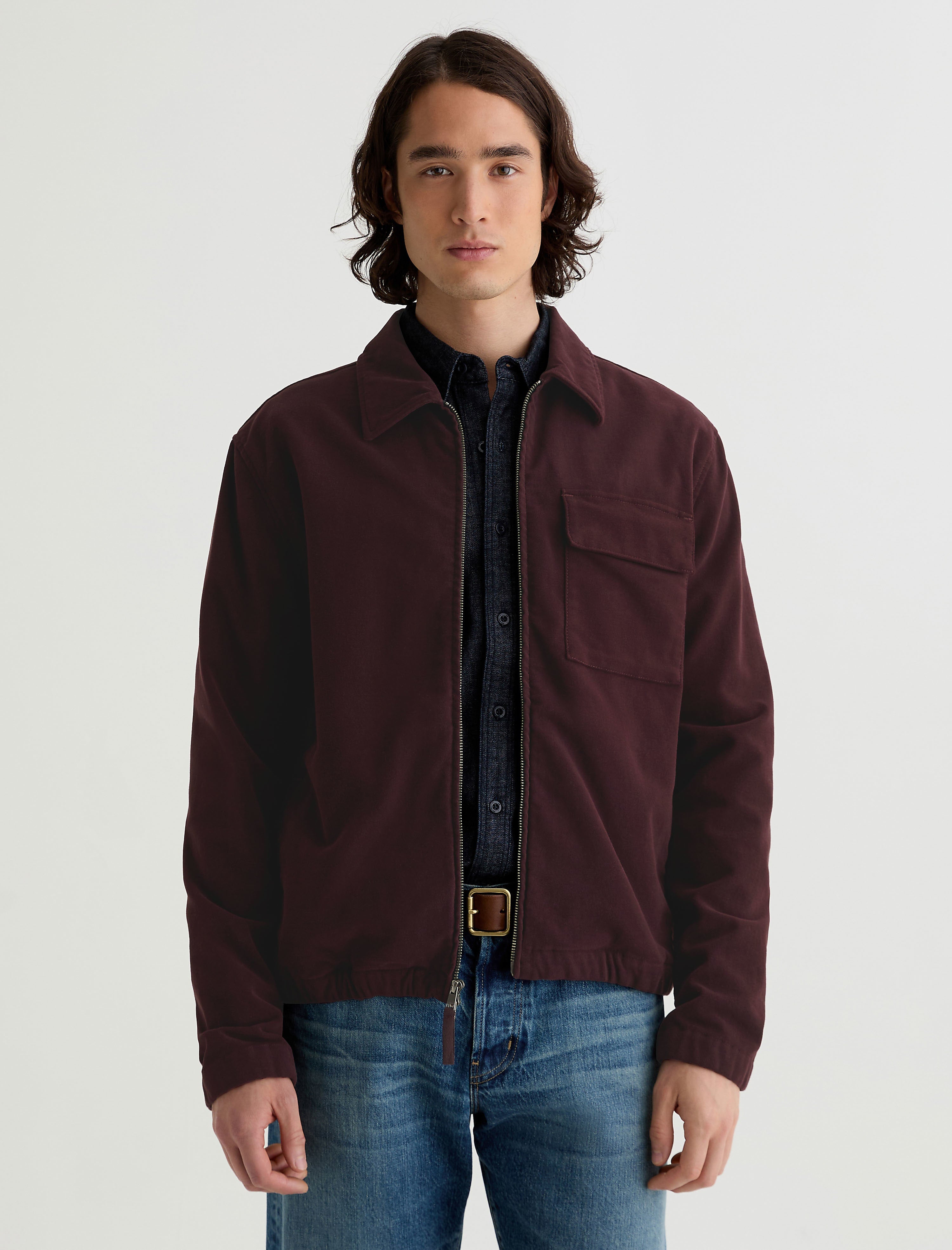 Men Philip Moleskin Zip Jacket Mulberry at AG Jeans Official Store
