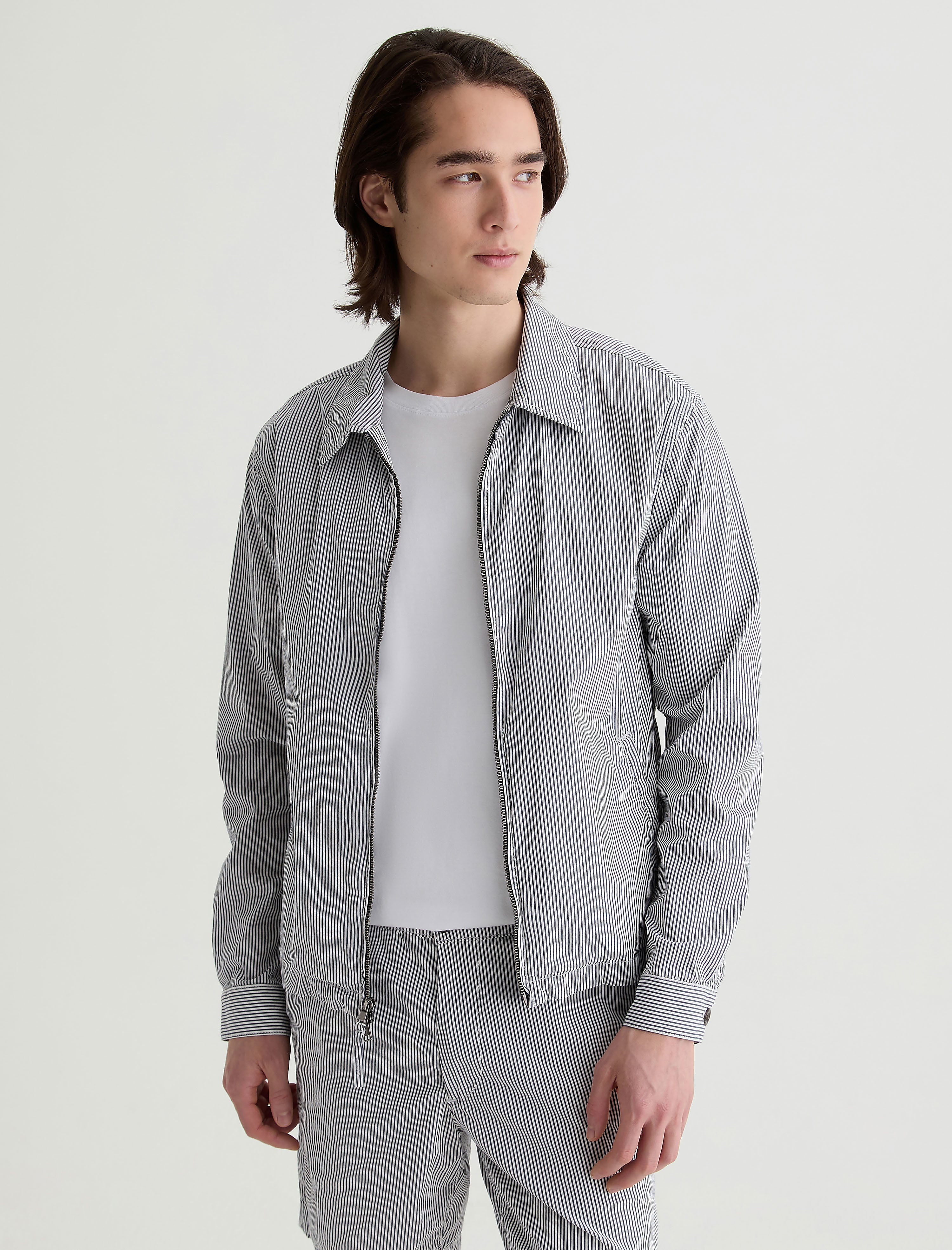 Men Philip Zip Jacket Charcoal Stripe at AG Jeans Official Store