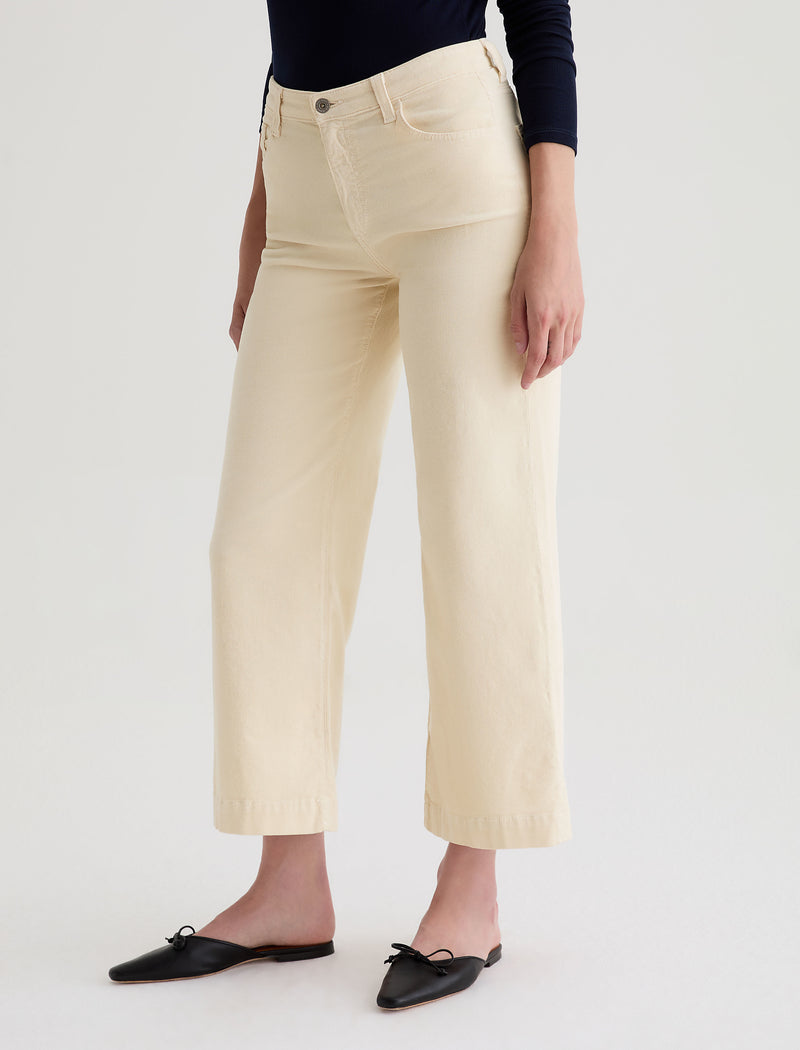 Saige Wide Leg Crop Corduroy in Opal Stone