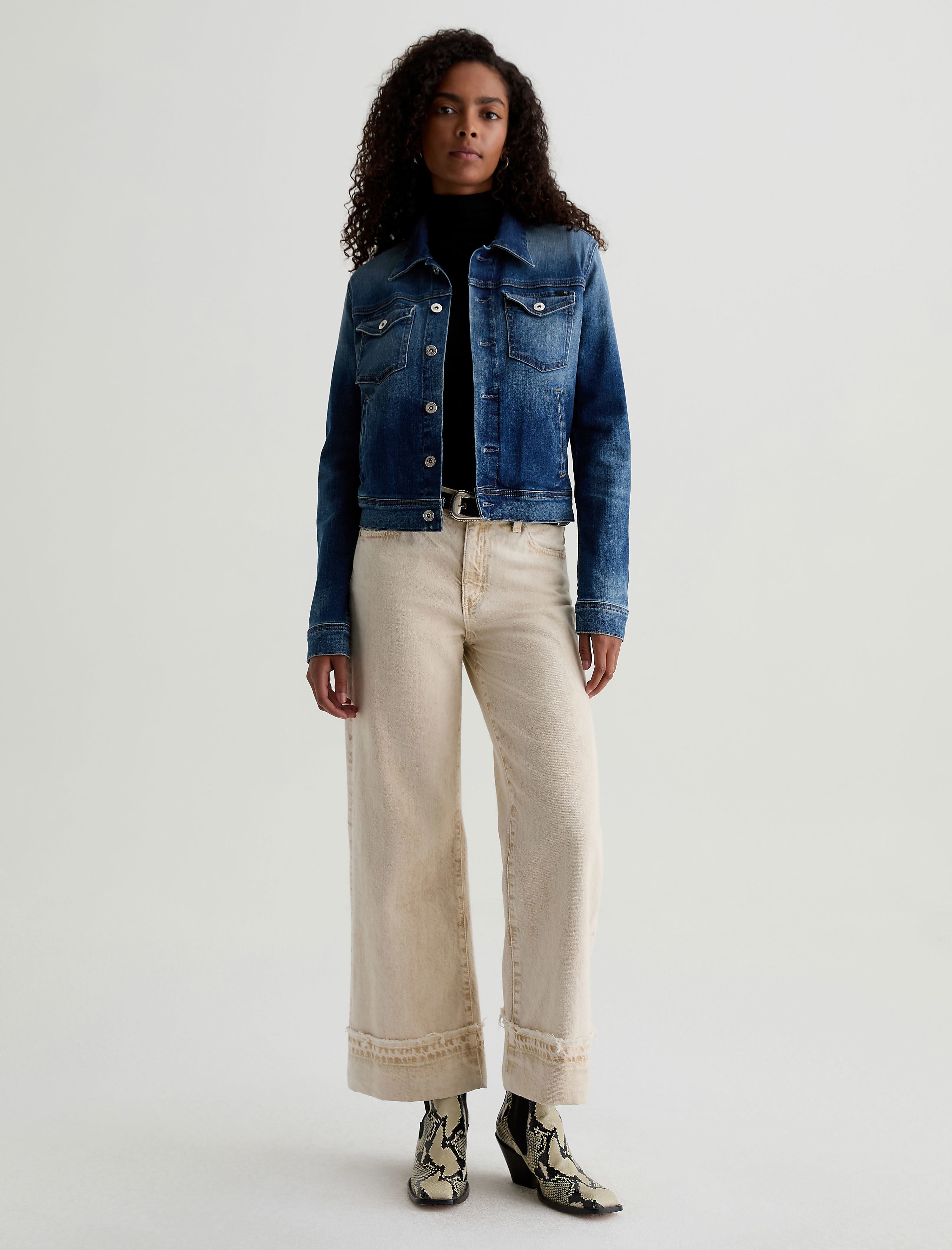 Karen　ベージュ Women Saige Wide Leg Crop Sulfur Melange Camel at AG Jeans