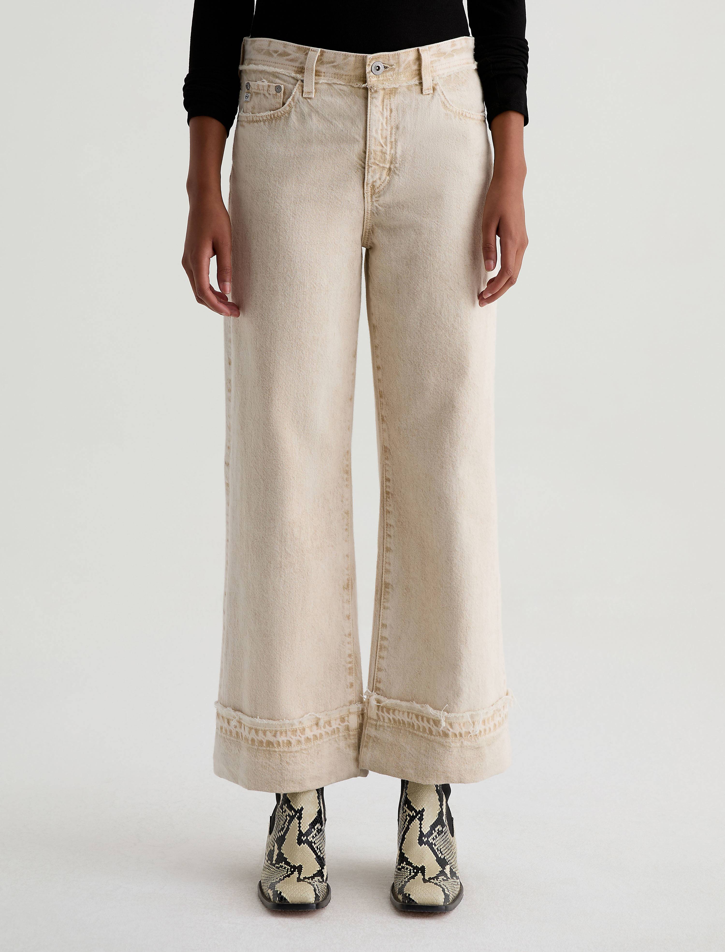 Women Saige Wide Leg Crop Sulfur Melange Camel at AG Jeans
