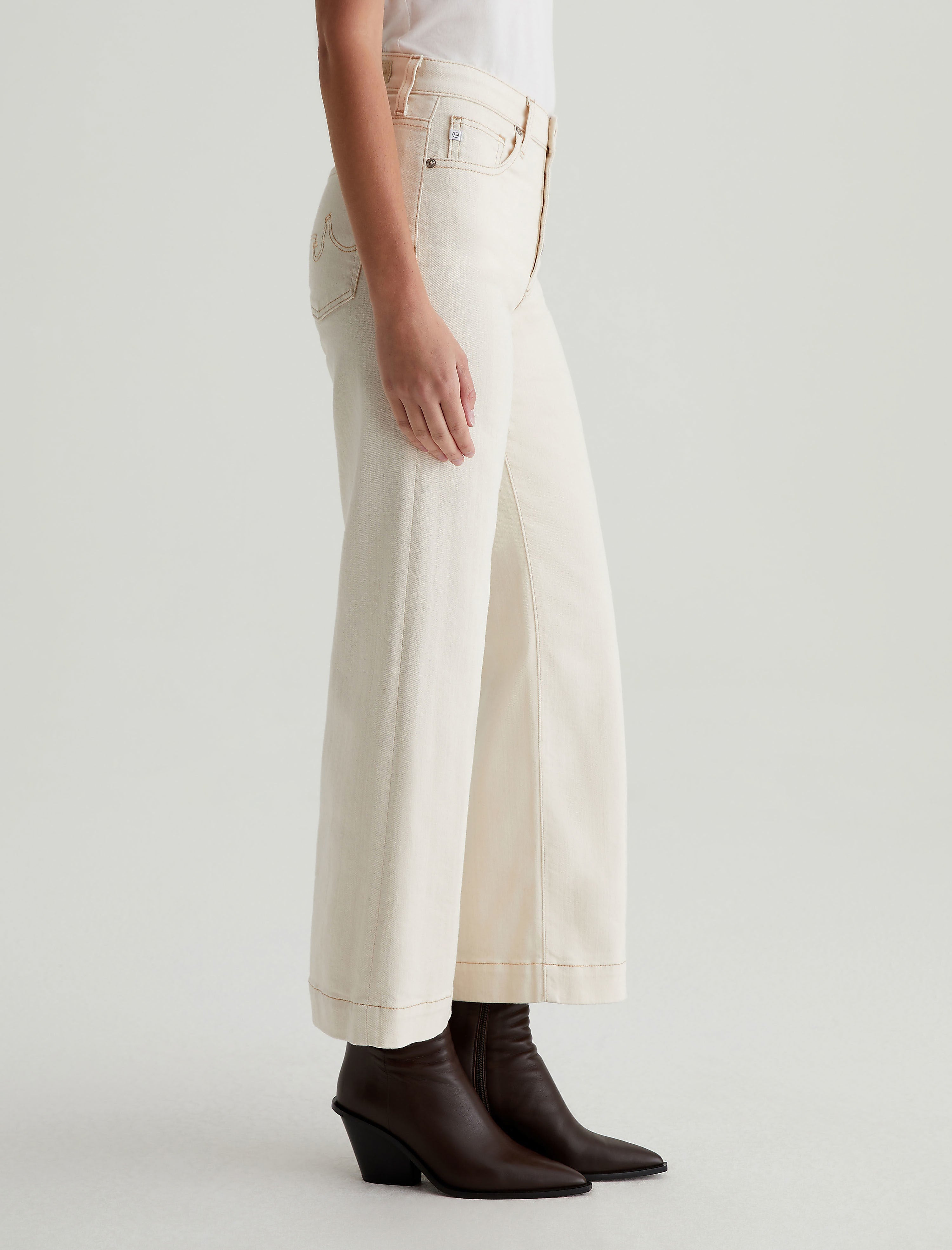 Women Saige Wide Leg Crop White Oat at AG Jeans Official Store