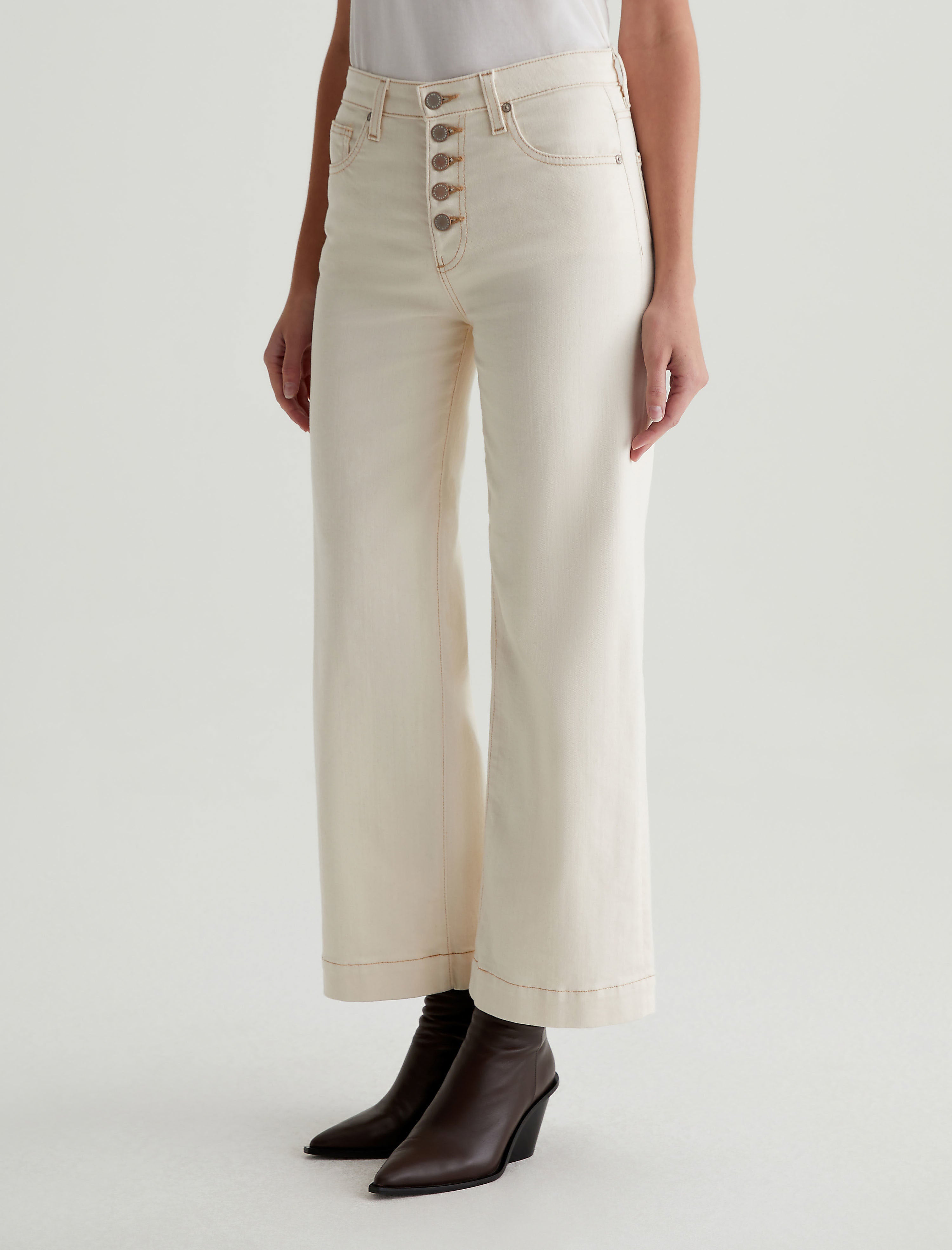 Women Saige Wide Leg Crop White Oat at AG Jeans Official Store