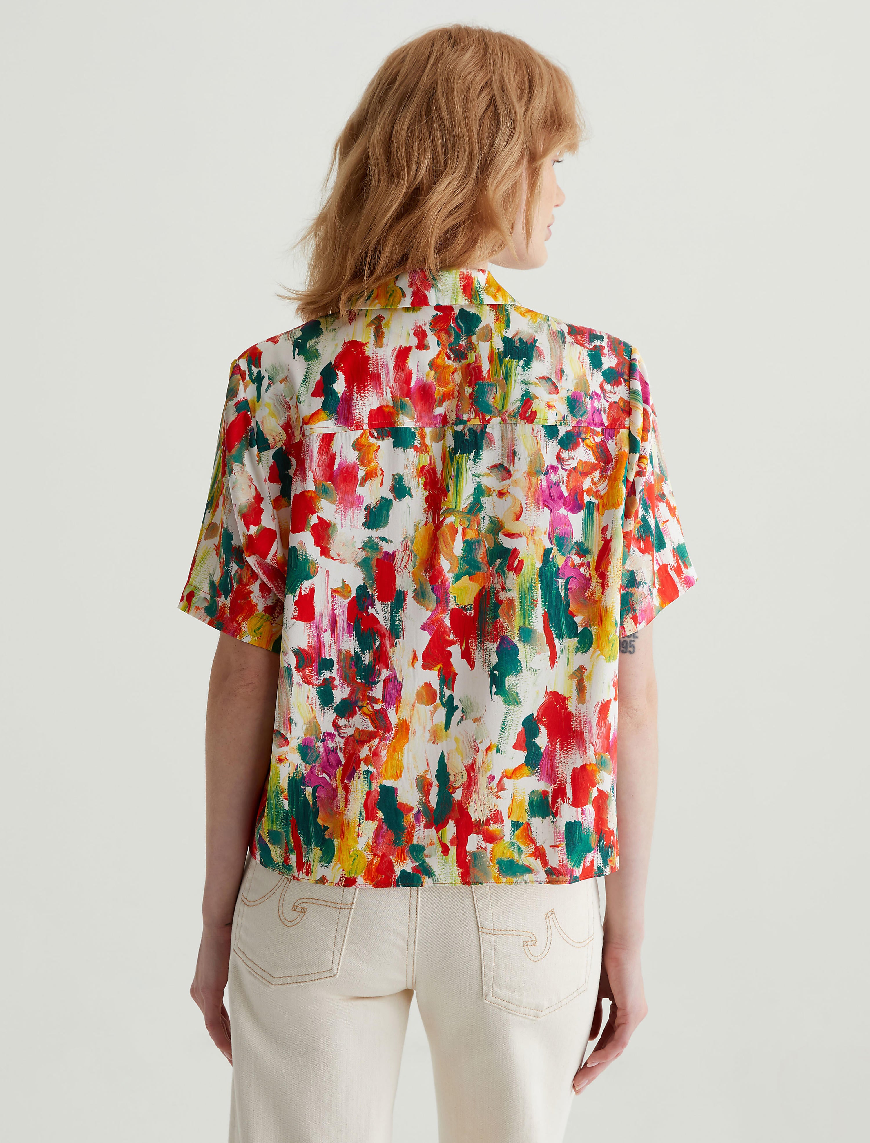 citybreeze★PIGMENT MINI EMBROIDERED SHORT SLEEVE T-SHIRT CORNER PRINTING | LOS ANGELES APPAREL Short Sleeve Binding