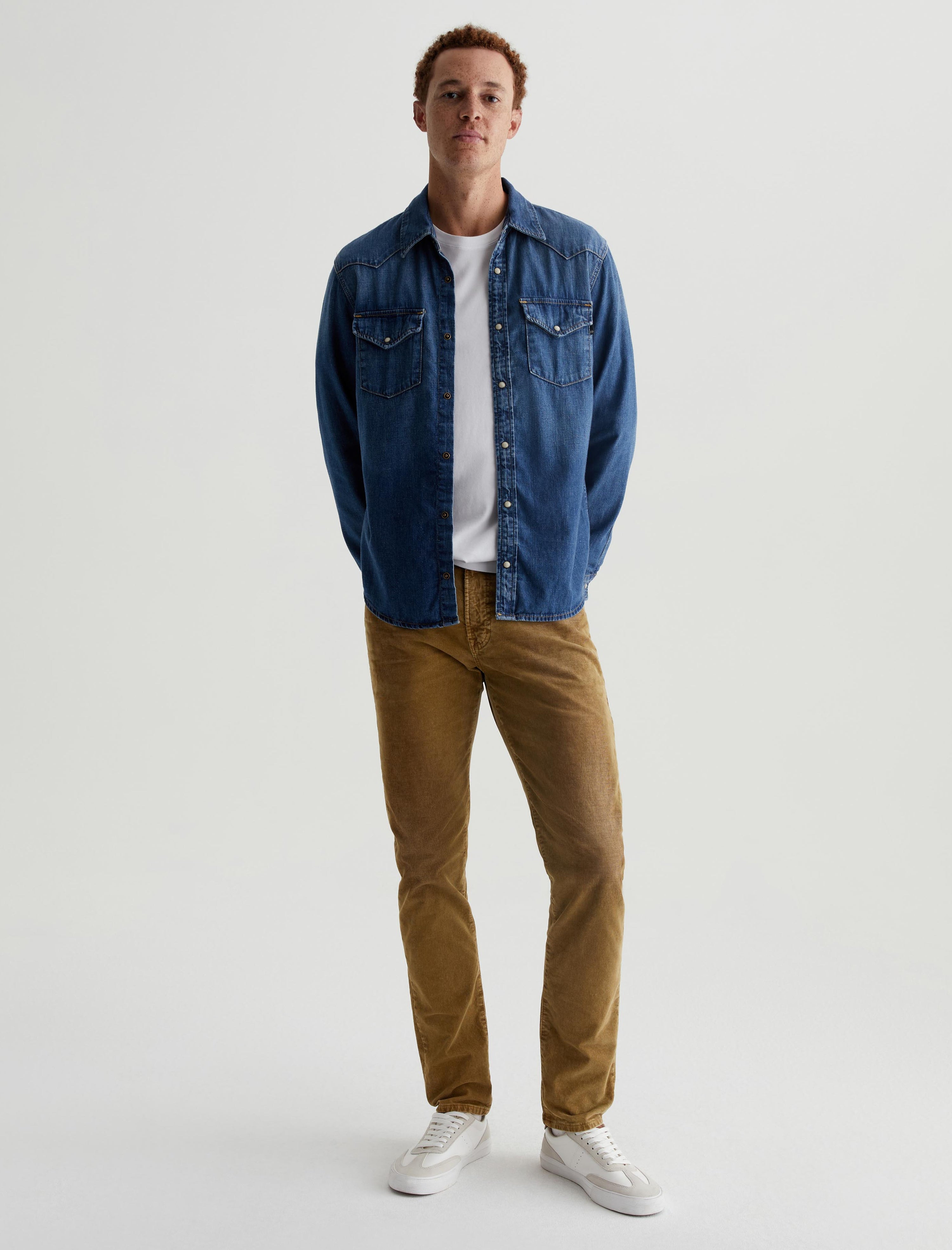 Tellis Corduroy 10 Years Sulfur Vintage Coin AG-ed™ Corduroy Modern Slim Men Bottom Photo 1
