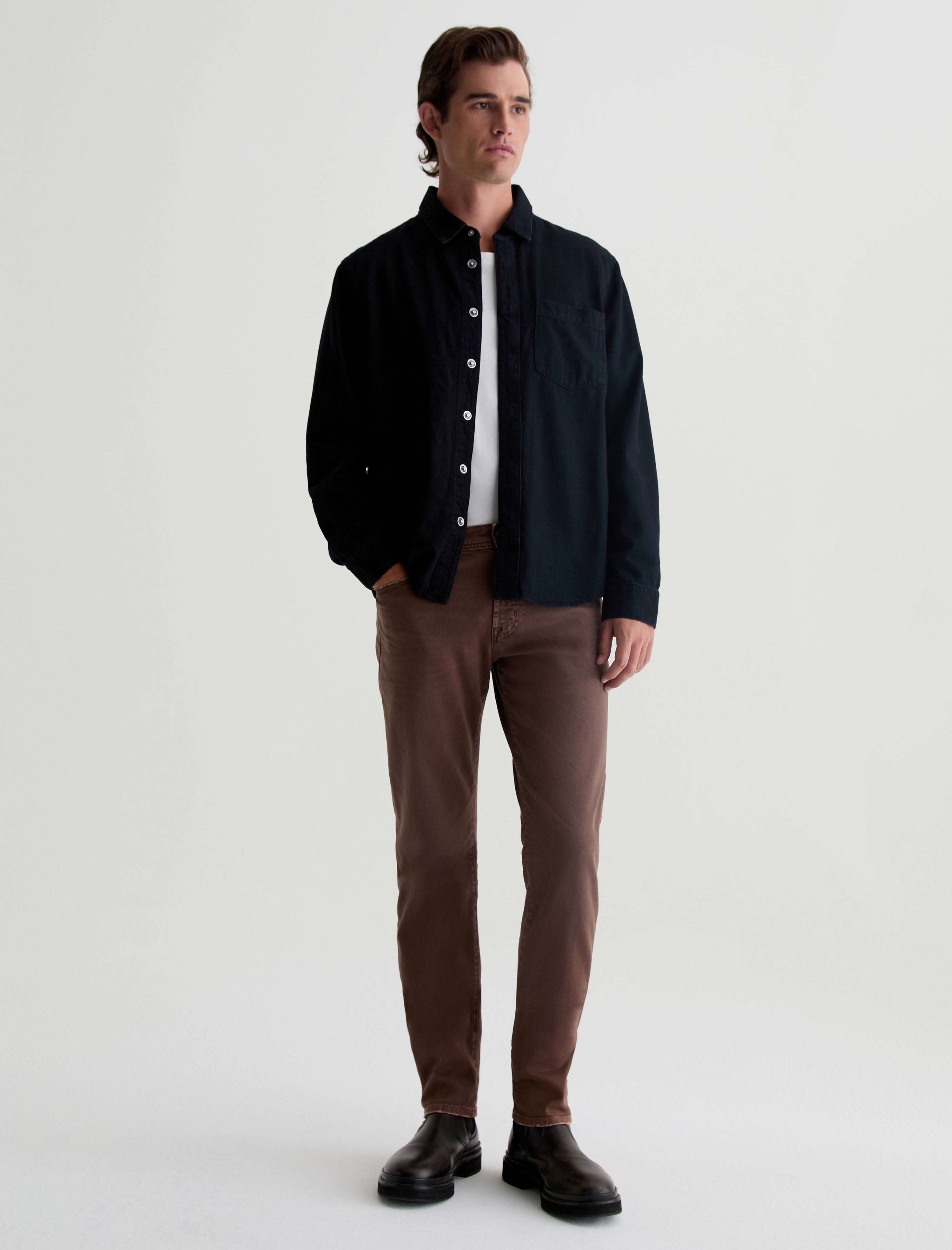 Tellis 7 Years Sulfur Berry Brown AG-ed™ Modern Slim AG Cloud Soft Denim™ Men Bottom Photo 1