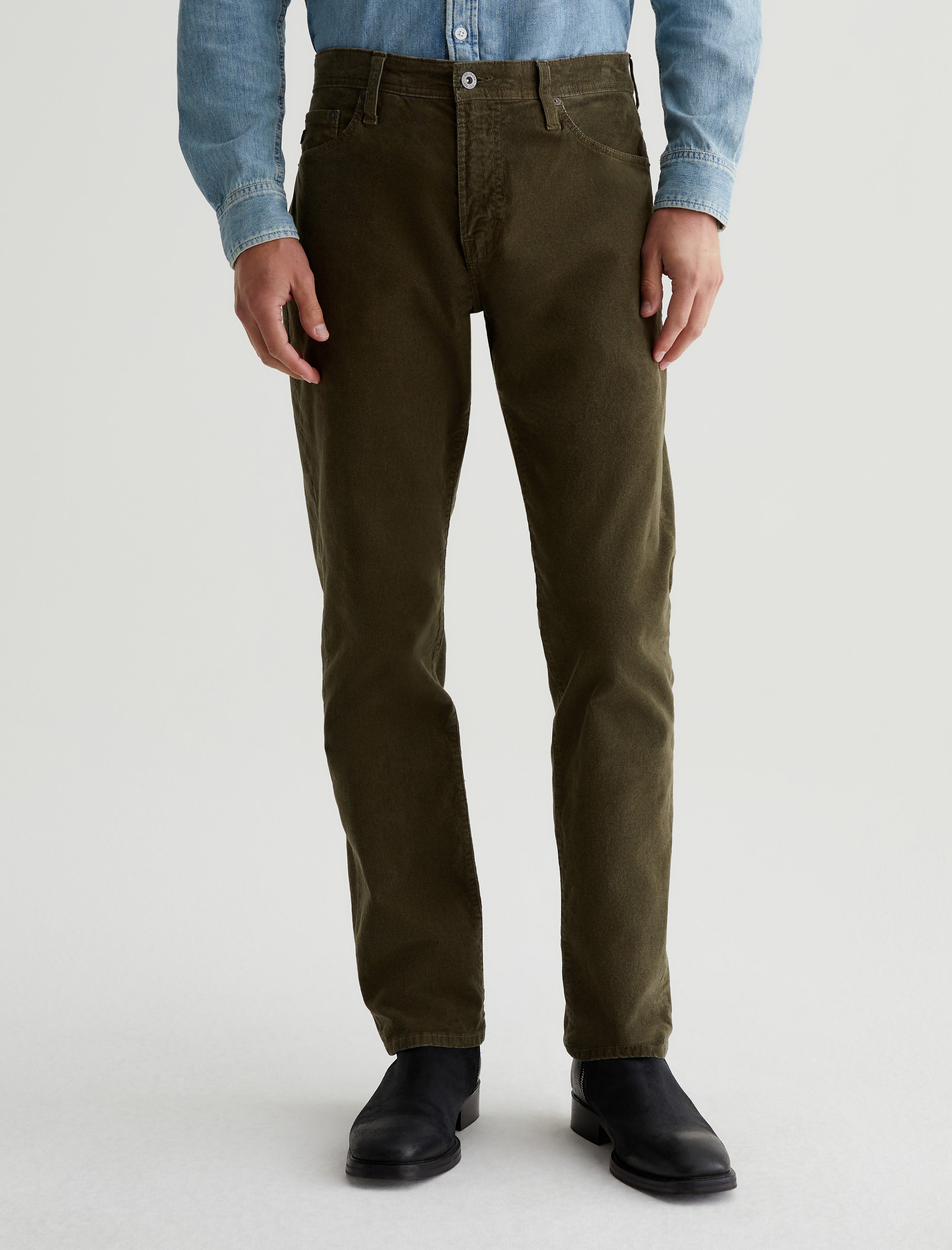 Tellis Corduroy Sulfur Dried Cedar Corduroy Modern Slim Men Bottom Photo 2