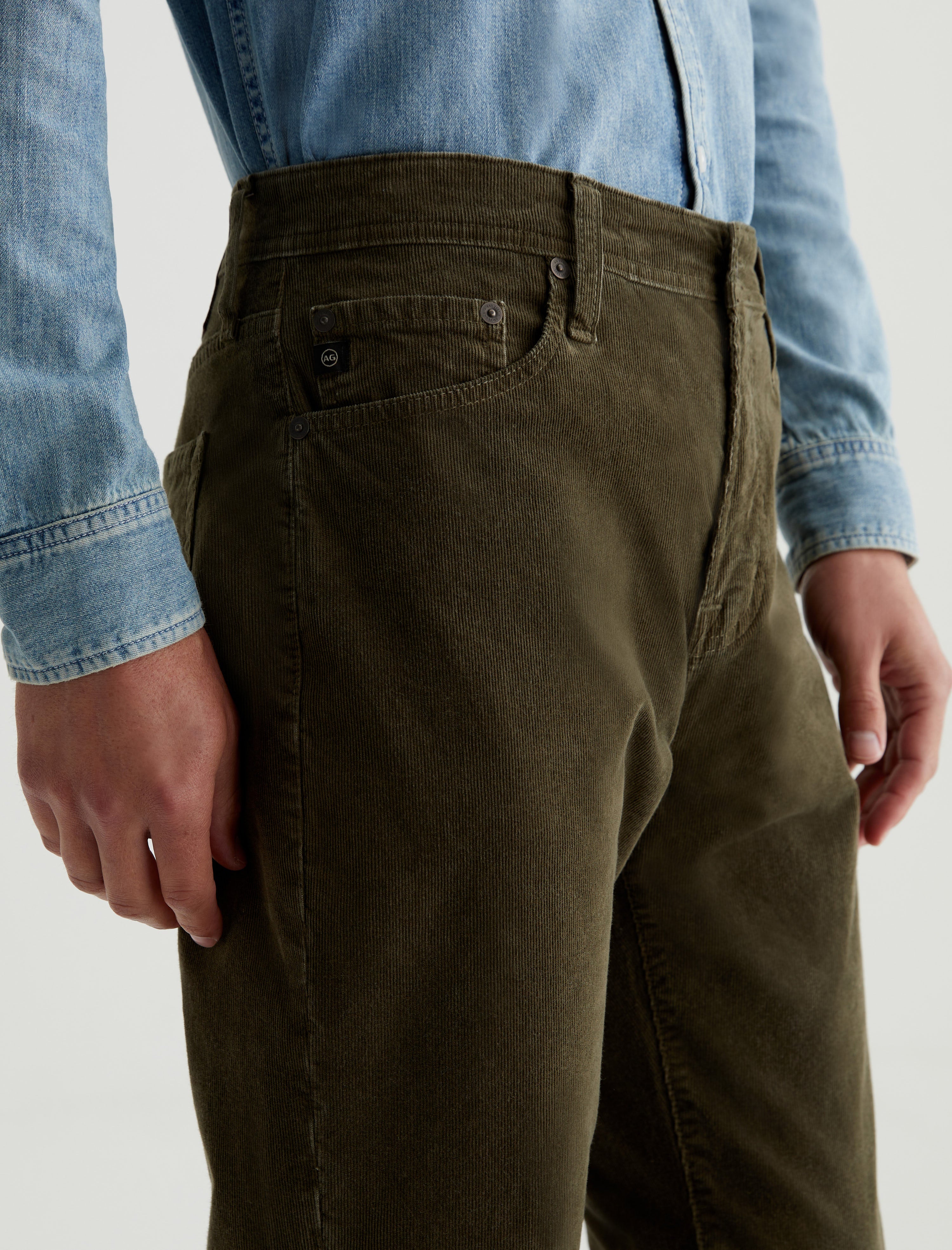 Tellis Corduroy Sulfur Dried Cedar Corduroy Modern Slim Men Bottom Photo 3