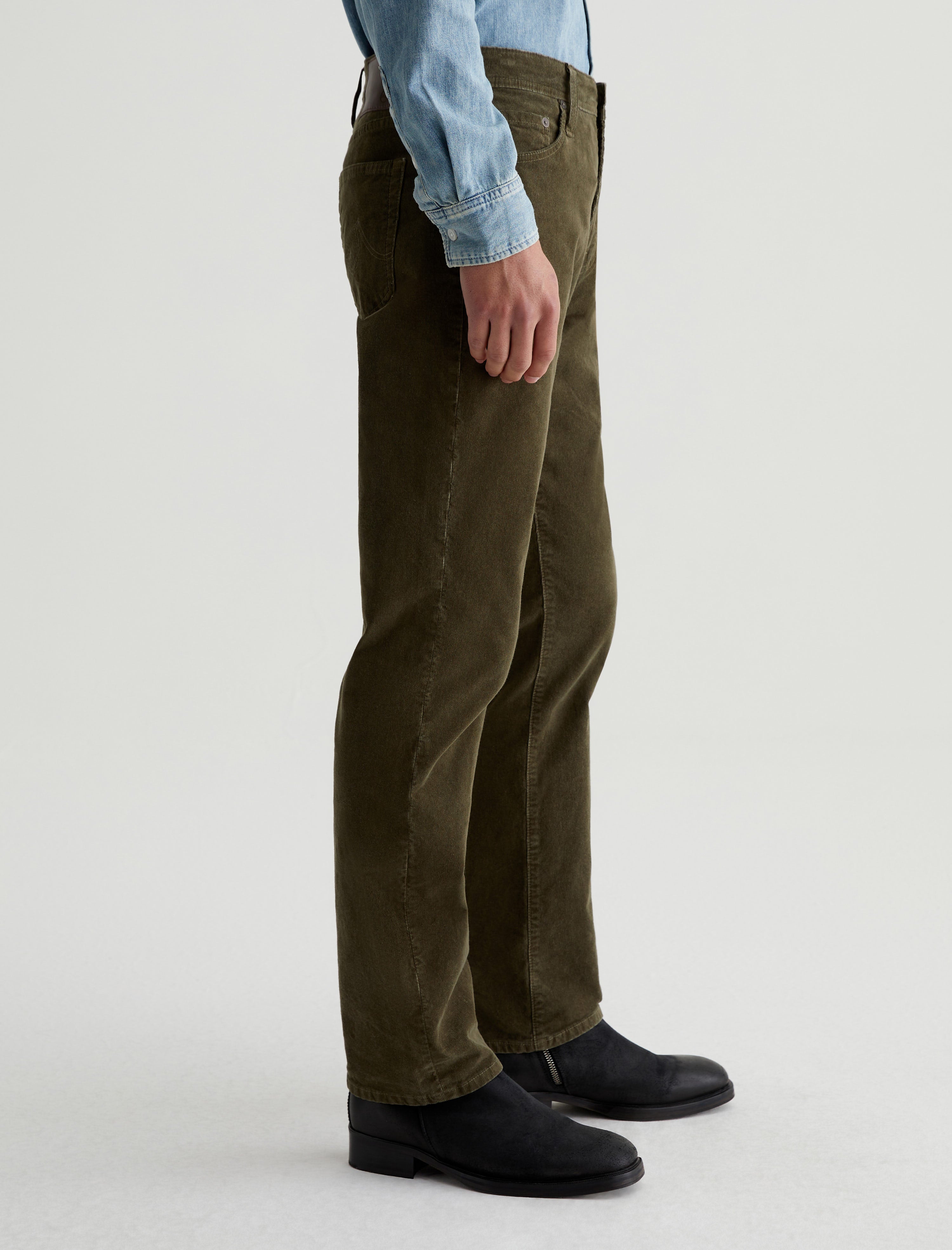 Tellis Corduroy Sulfur Dried Cedar Corduroy Modern Slim Men Bottom Photo 4