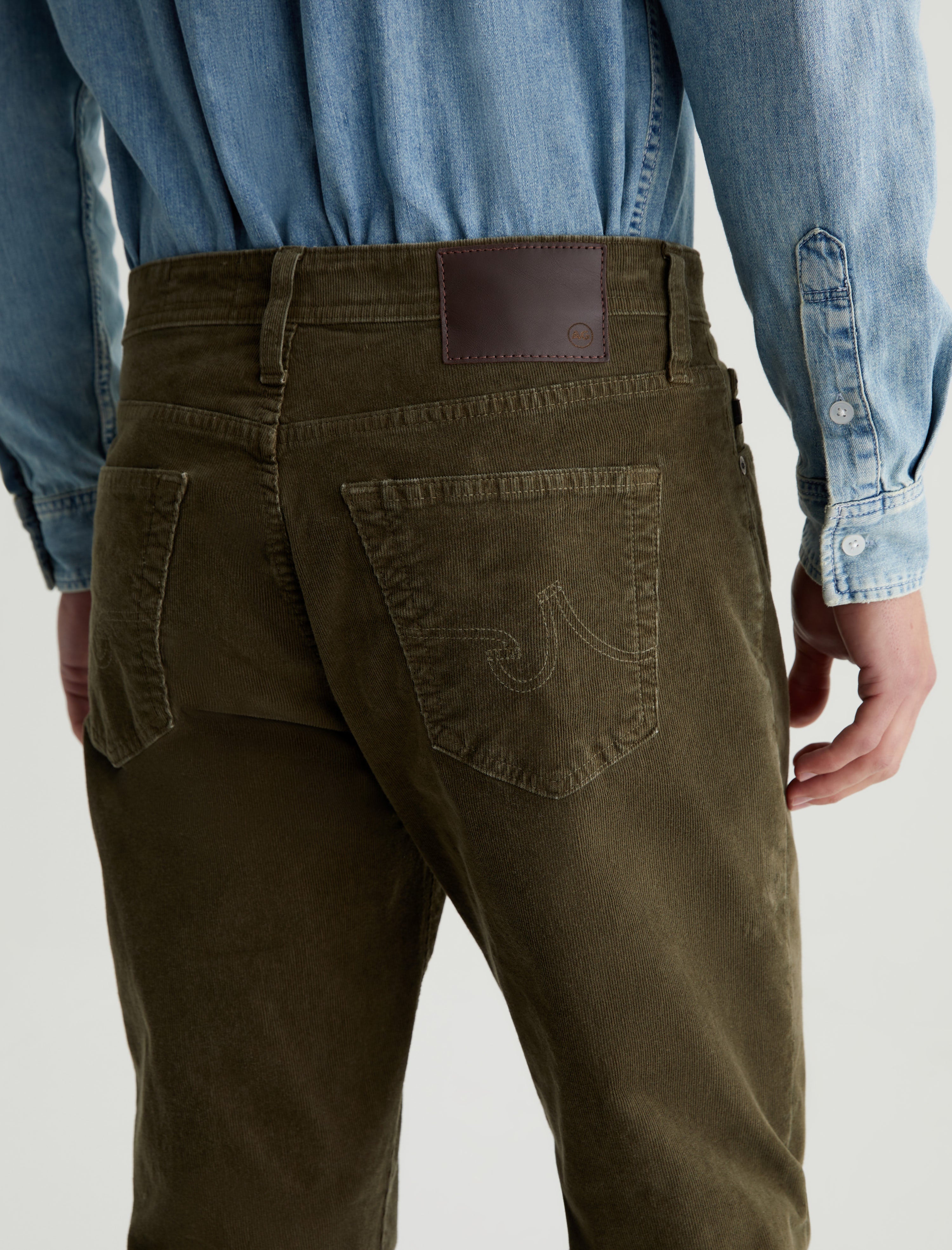 Tellis Corduroy Sulfur Dried Cedar Corduroy Modern Slim Men Bottom Photo 6