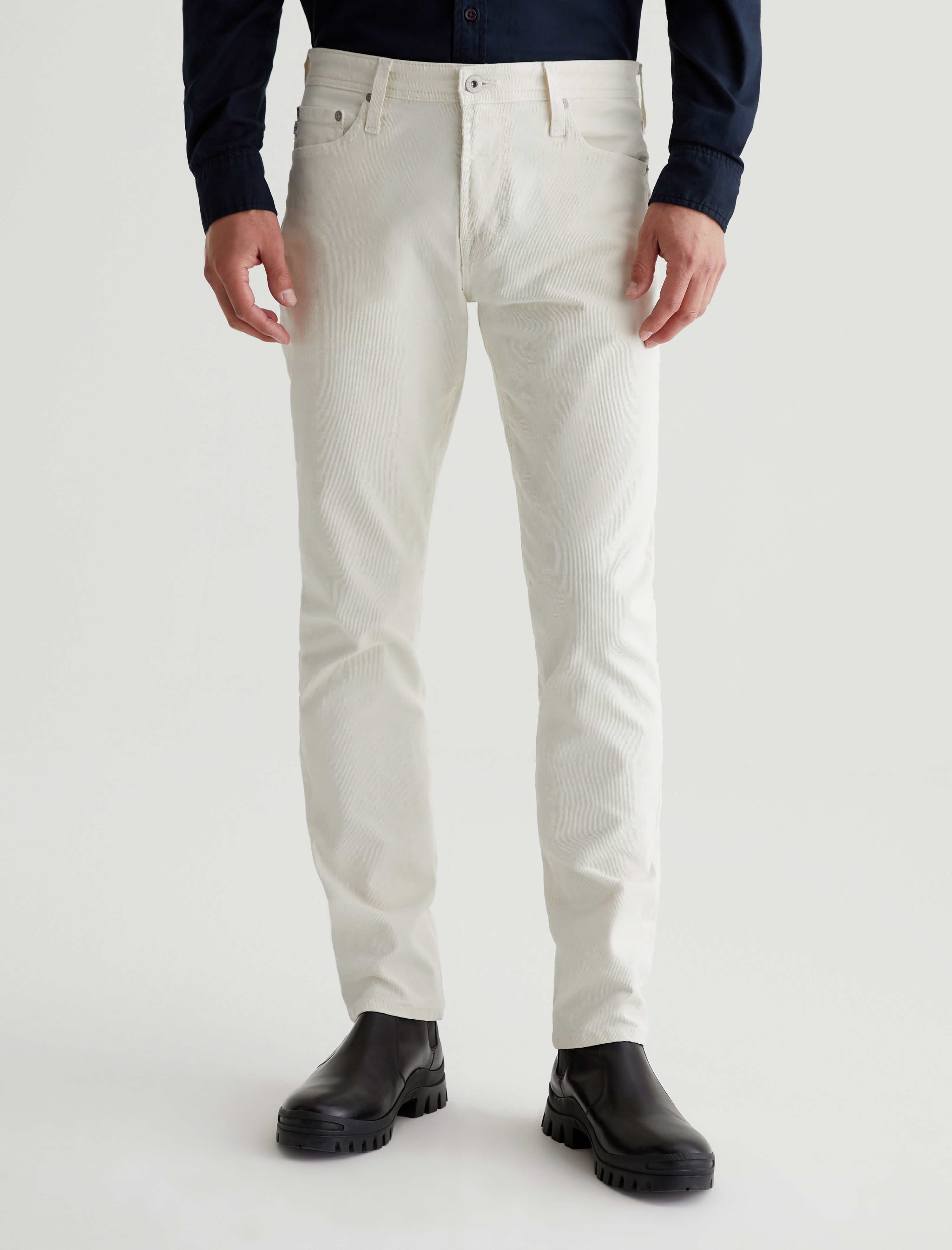 Tellis Corduroy White Cream Corduroy Modern Slim Men Bottom Photo 2