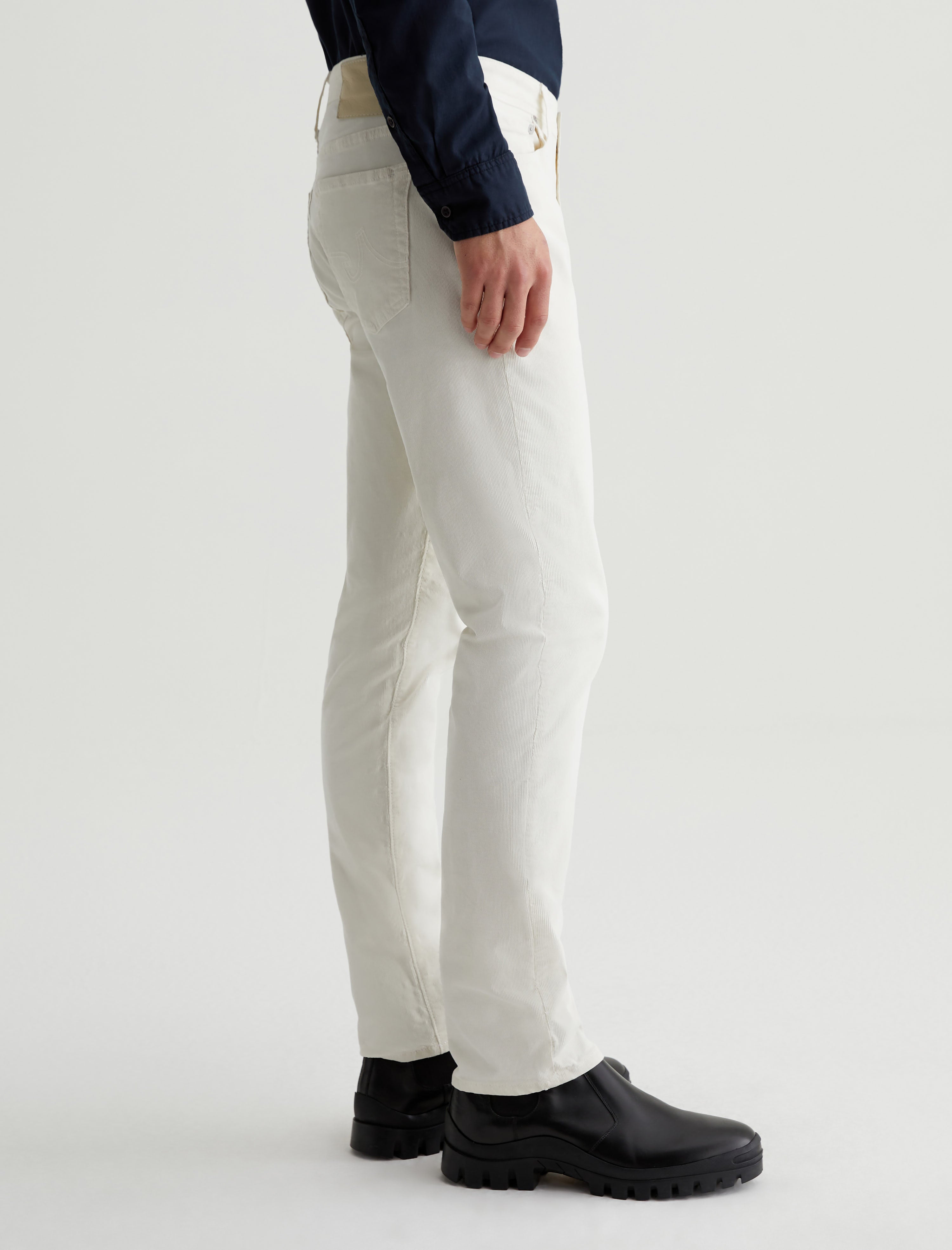 Tellis Corduroy White Cream Corduroy Modern Slim Men Bottom Photo 4